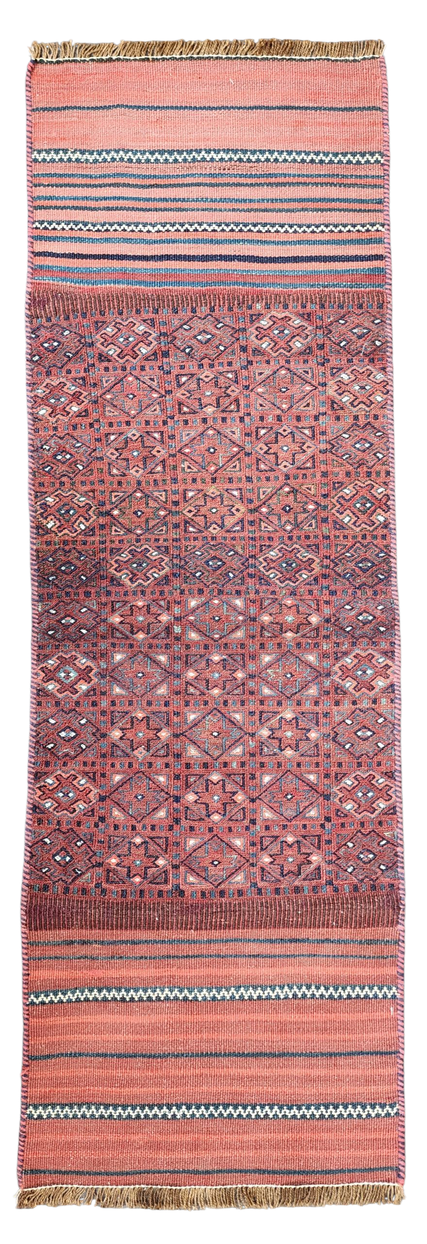 Vintage Kilim Runner Rug: 6x2 ft Handmade Wool Turkish Corridor Rug