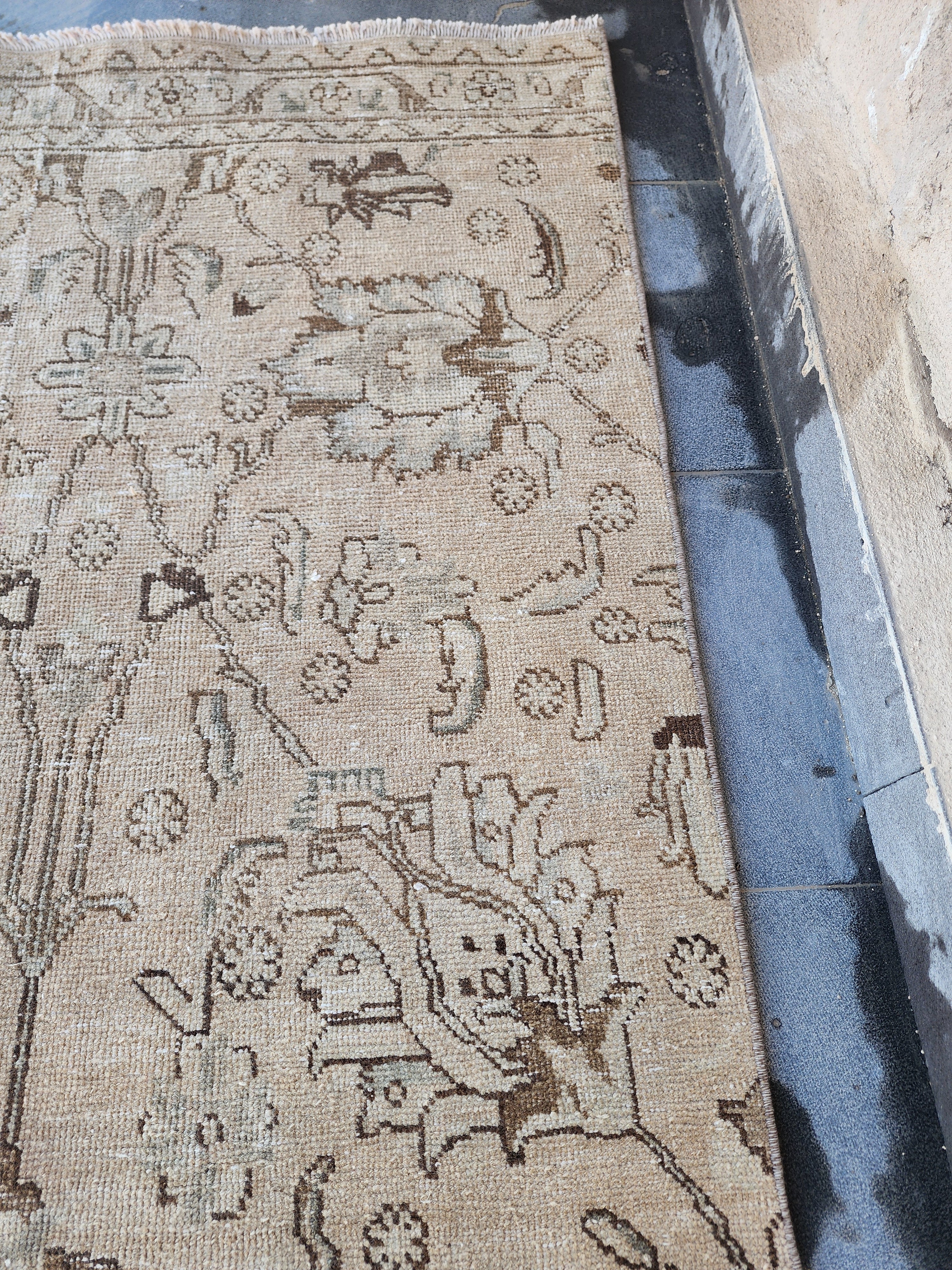 Vintage Persian Tabriz Runner Rug: Hand-Woven Wool, 9'11'' x 2'8''