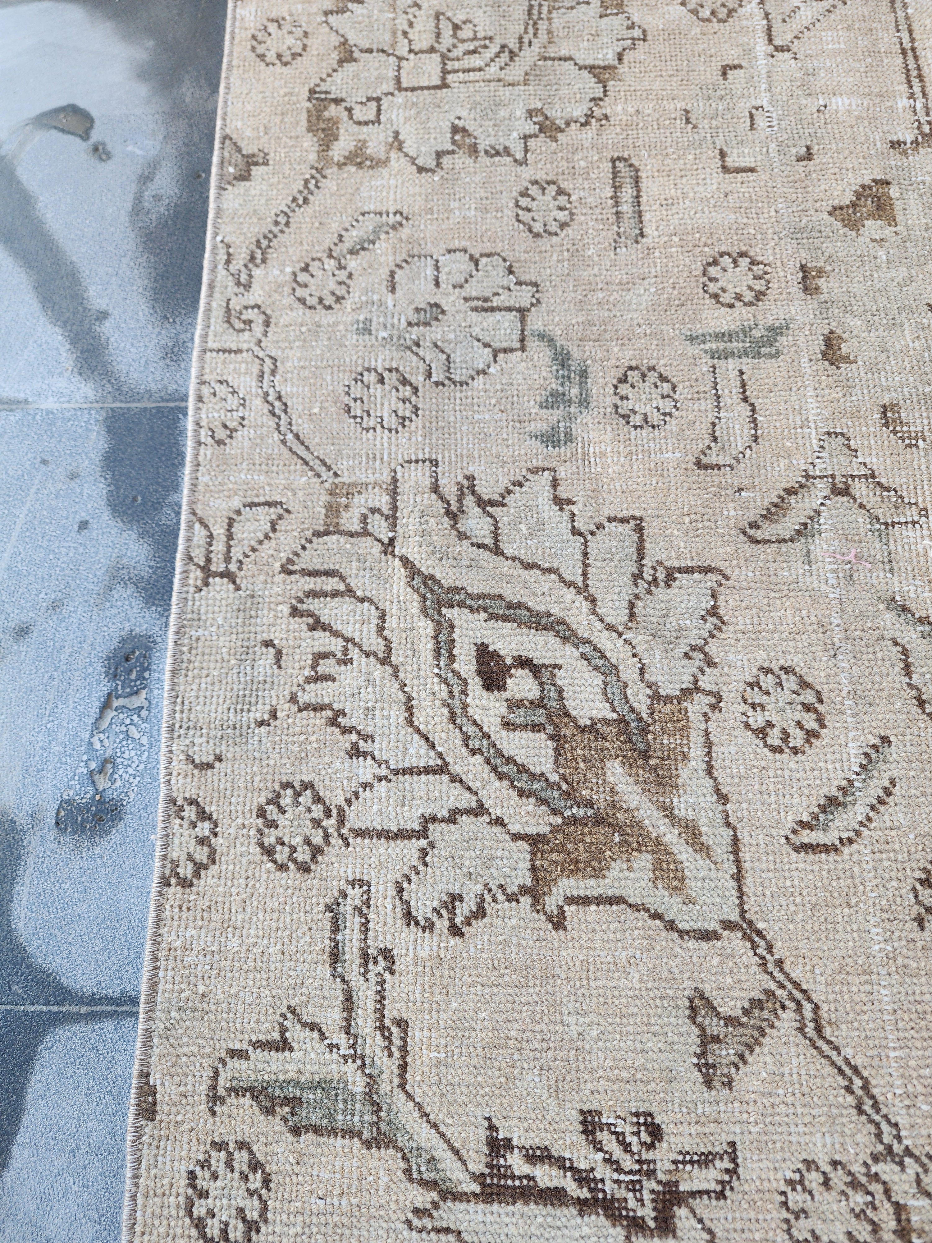 Vintage Persian Tabriz Runner Rug: Hand-Woven Wool, 9'11'' x 2'8''
