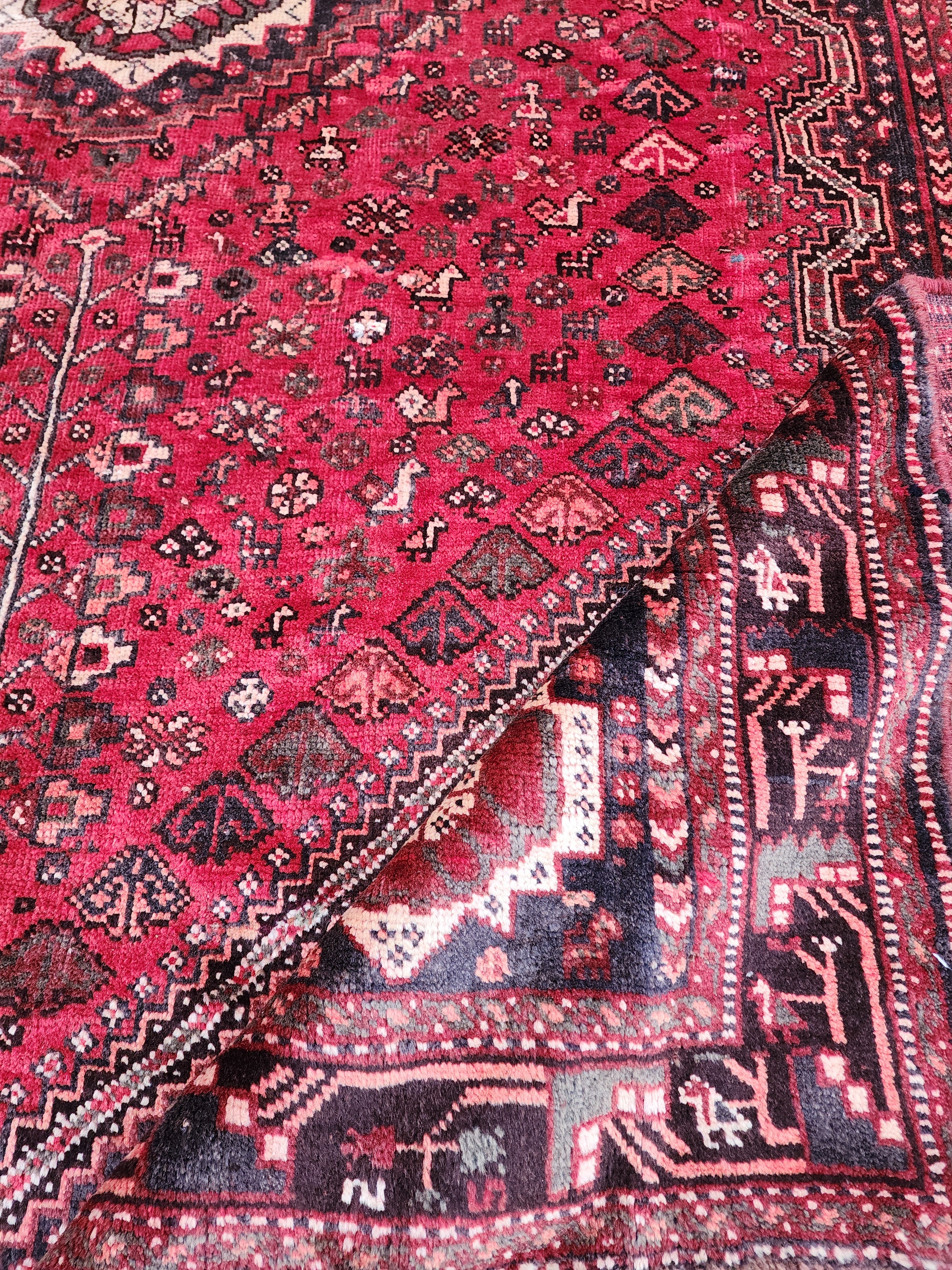 Red Persian Shiraz Rug, 9'6''x7'2''