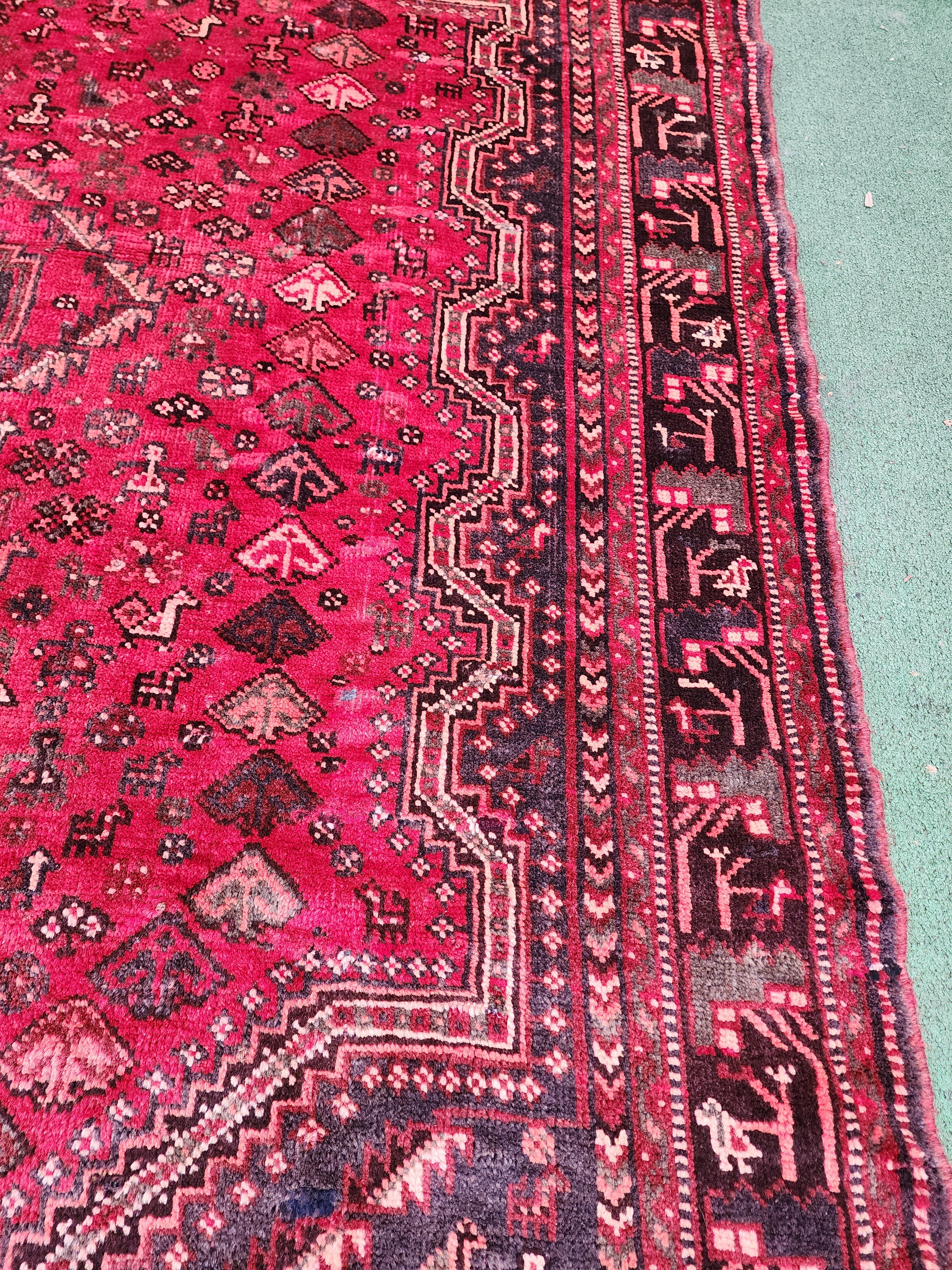 Red Persian Shiraz Rug, 9'6''x7'2''