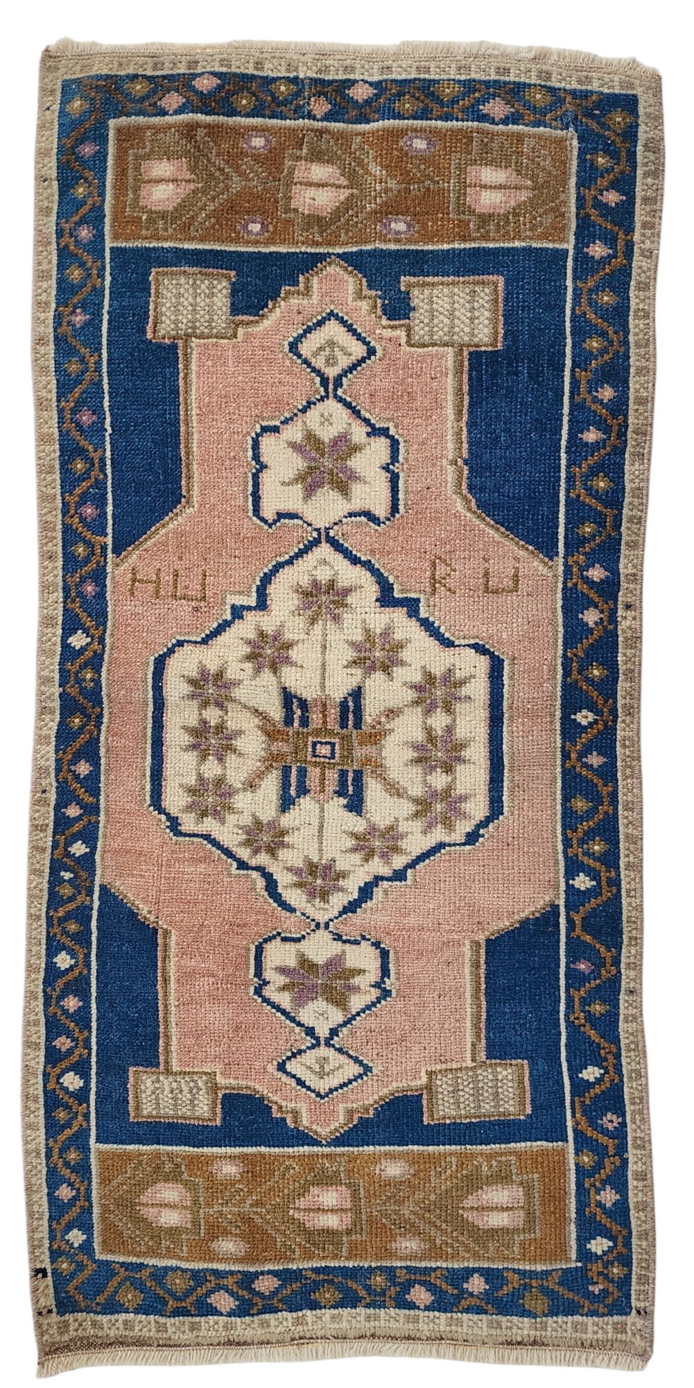 Antique Turkish Runner Rug with Star Medallion,Width: 1'7''x3'6''