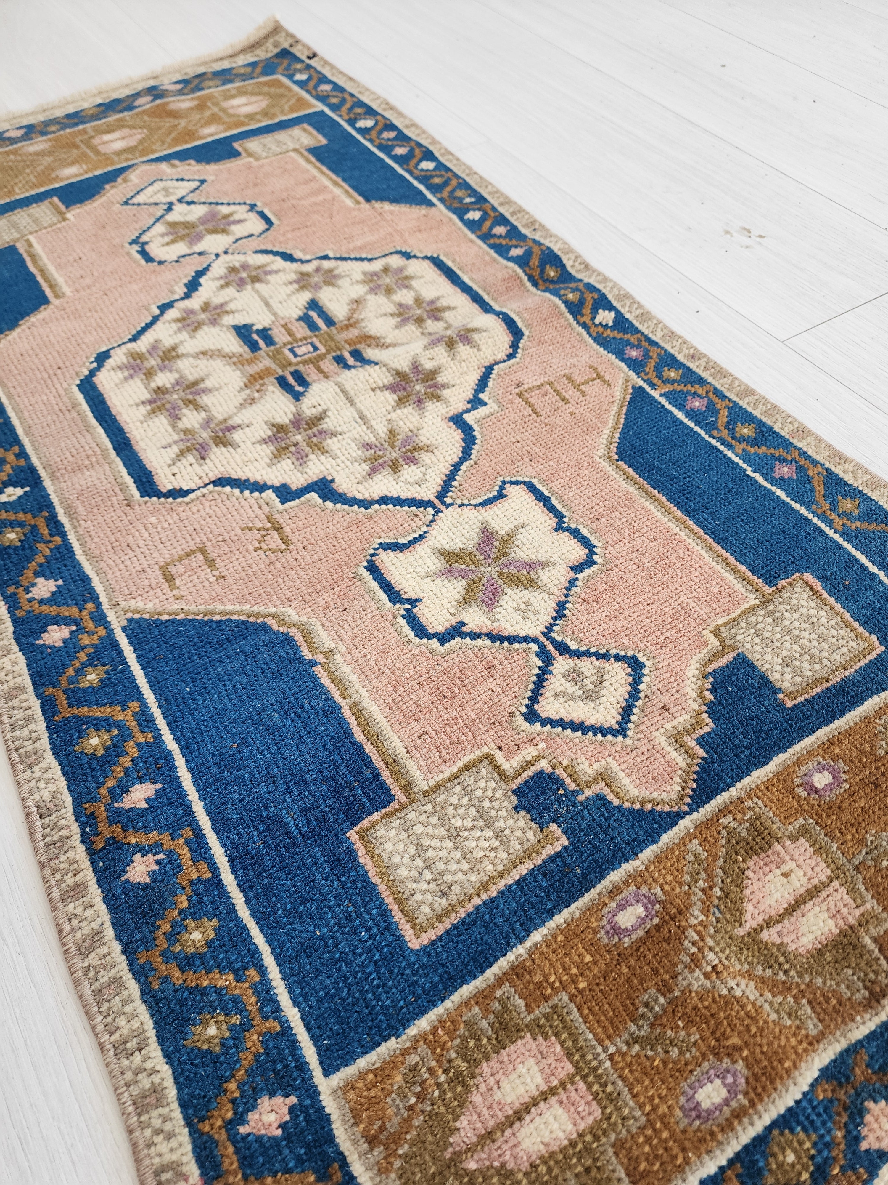 Antique Turkish Runner Rug with Star Medallion,Width: 1'7''x3'6''