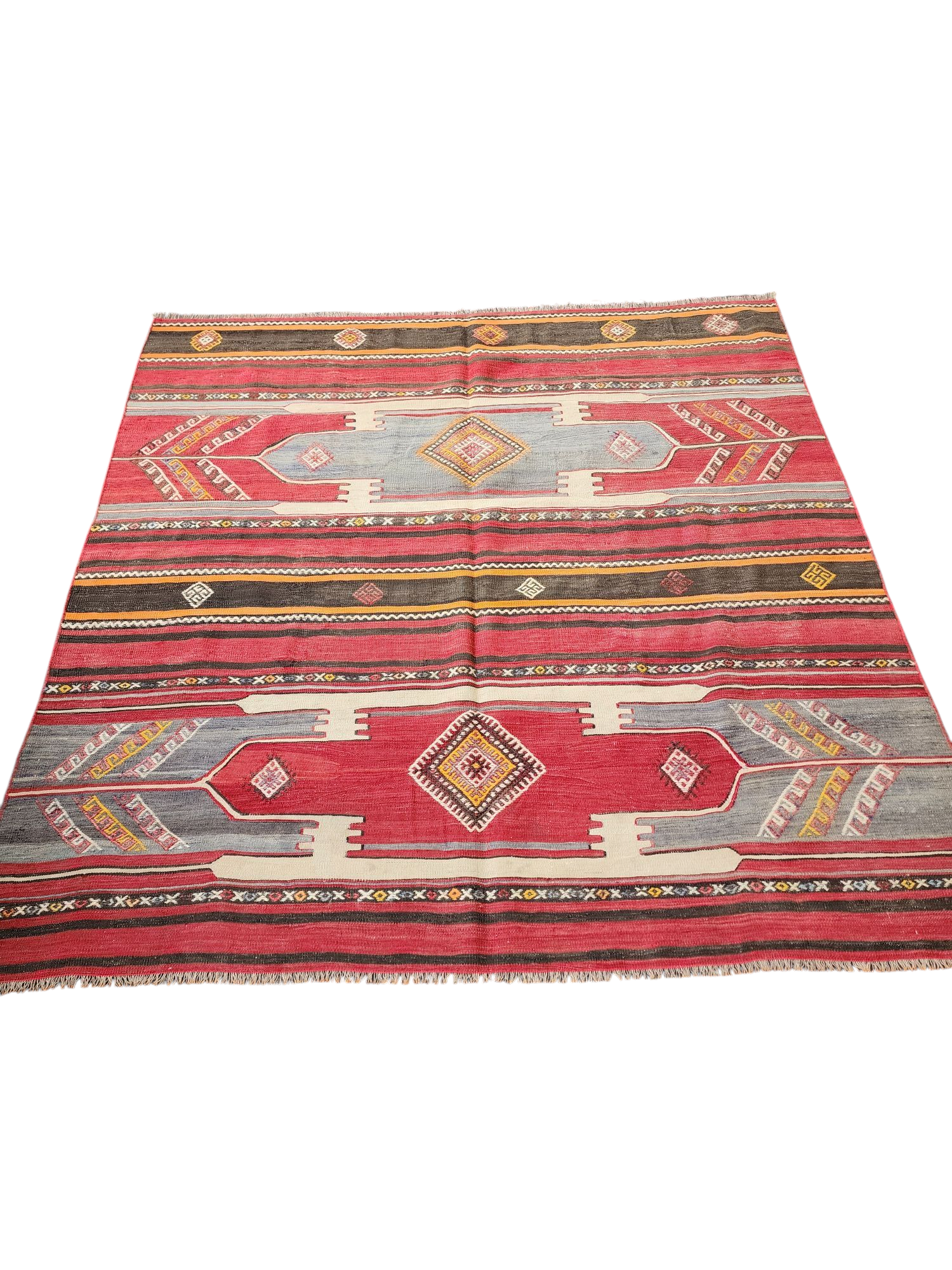 Vintage Turkish Rug, Vintage Rug, Handwoven Natural Wool Tribal Nomadic Rug, Vintage Retro Persian Rug, Boho Rustic Home Decor 4'8''x4'9''