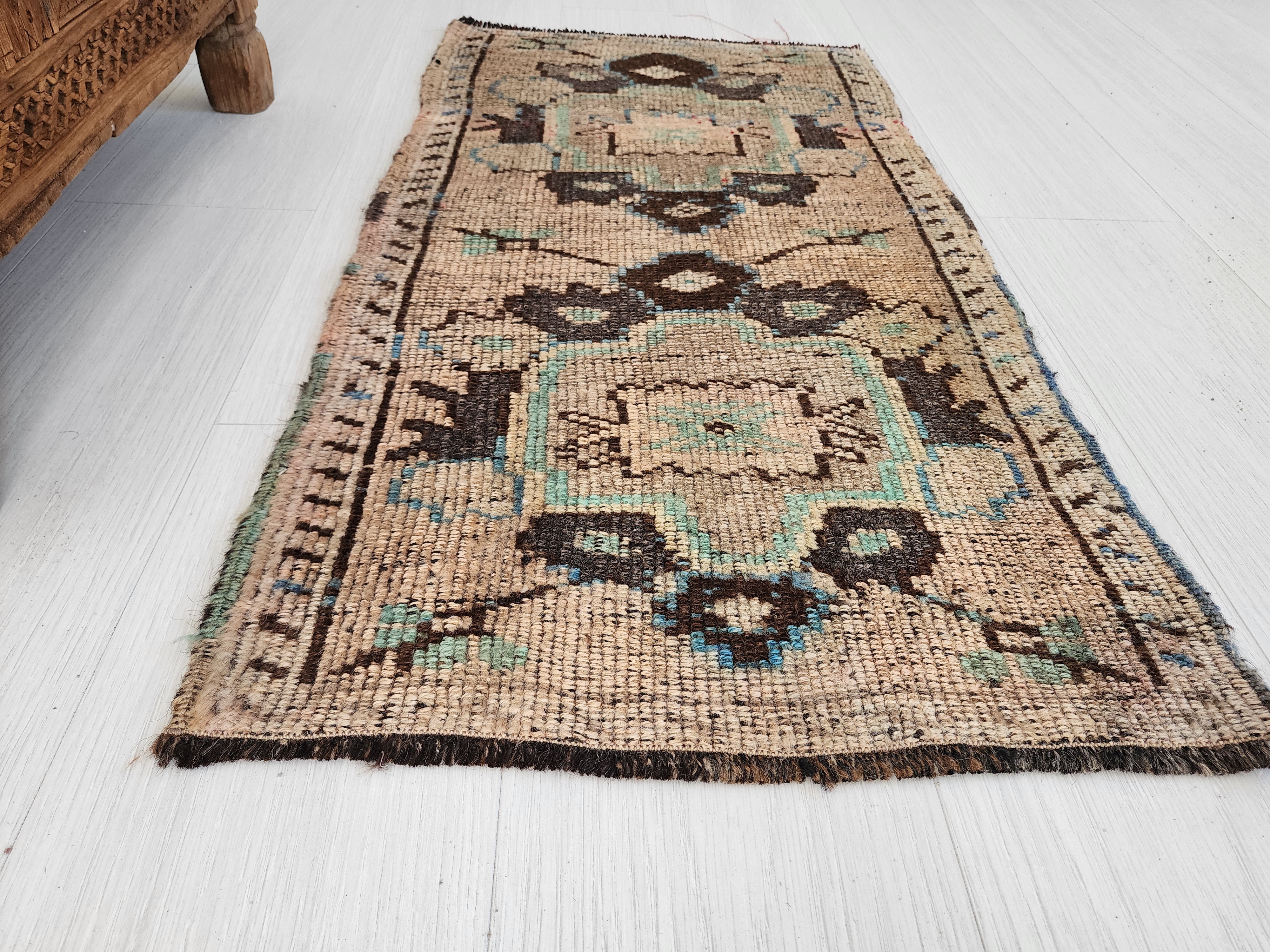 Small Turkish Rug, 3 ft 1 in x 1 ft 7 in