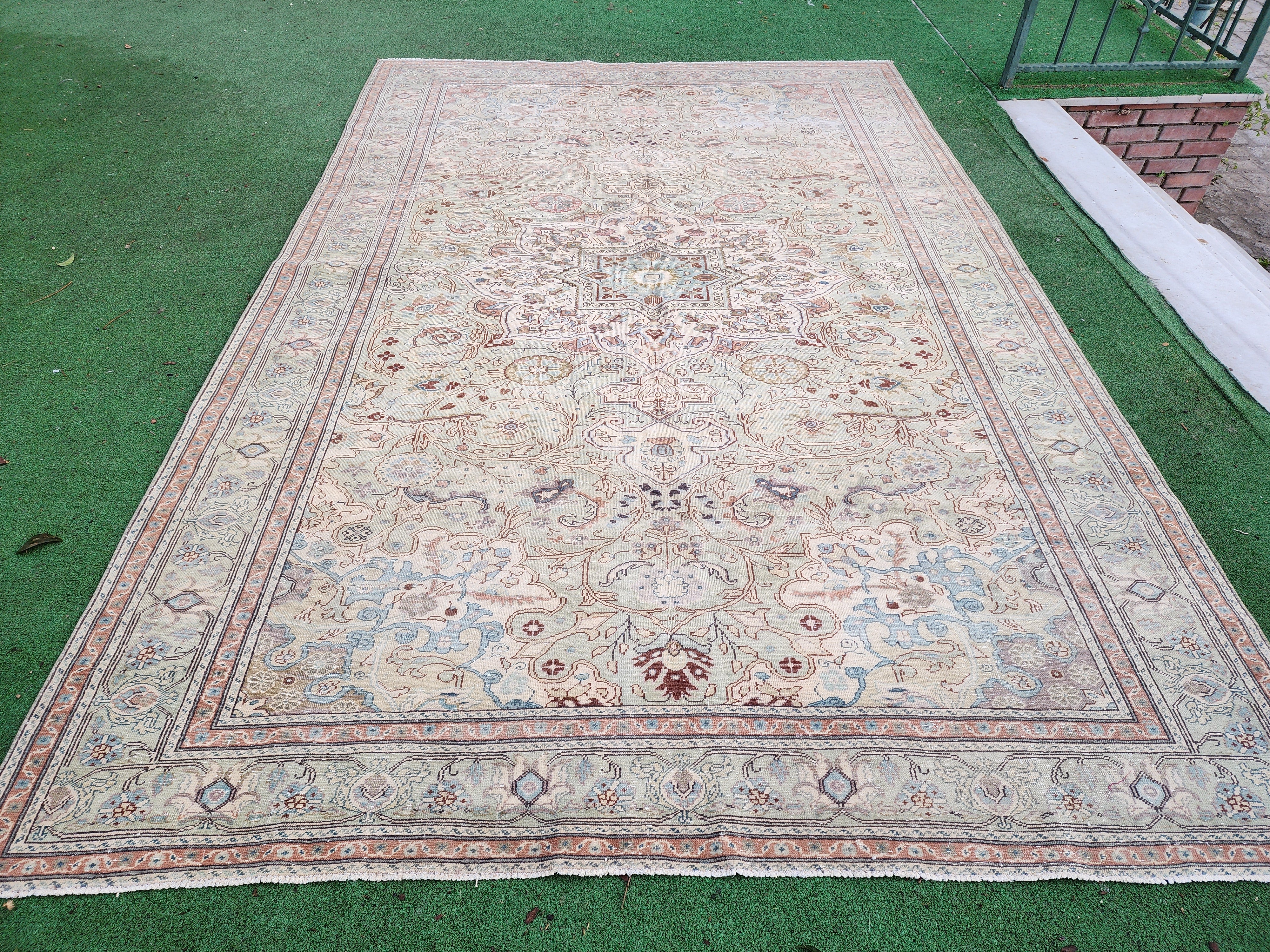 Muted Tones Kayseri Rug, A Delicate Floral Masterpiece, 6'4''x9'7''
