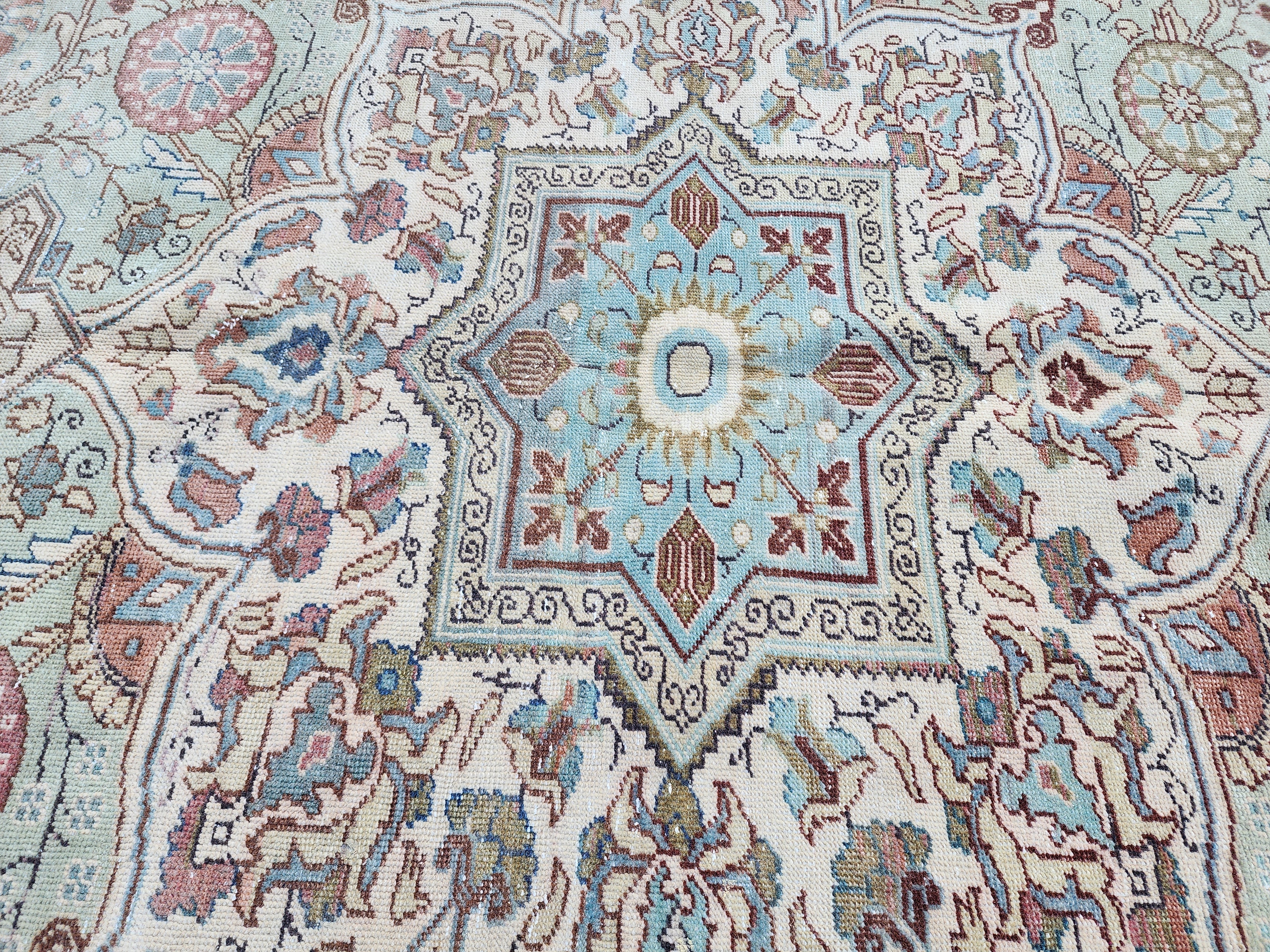 Muted Tones Kayseri Rug, A Delicate Floral Masterpiece, 6'4''x9'7''
