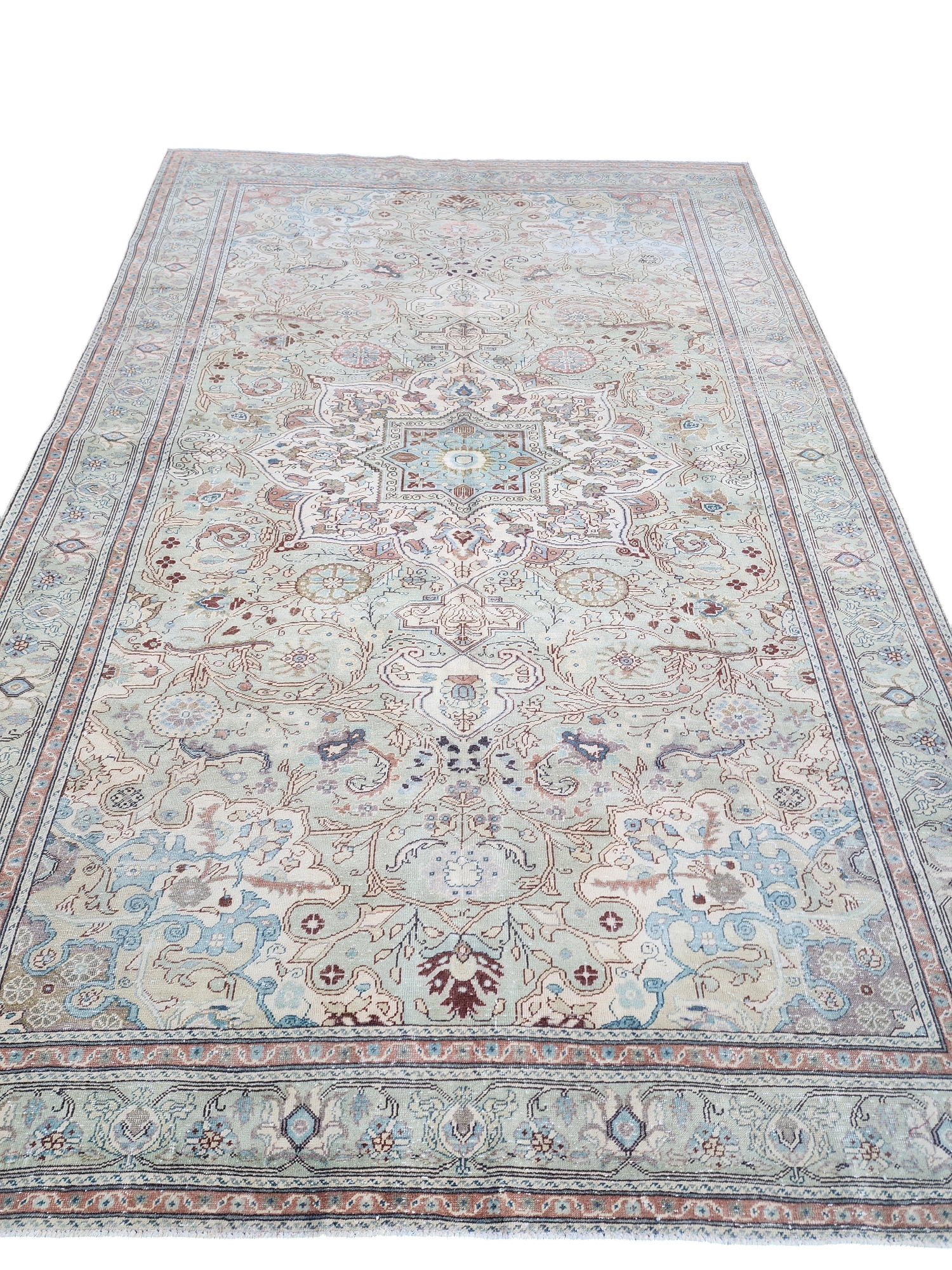 Muted Tones Kayseri Rug, A Delicate Floral Masterpiece, 6'4''x9'7''
