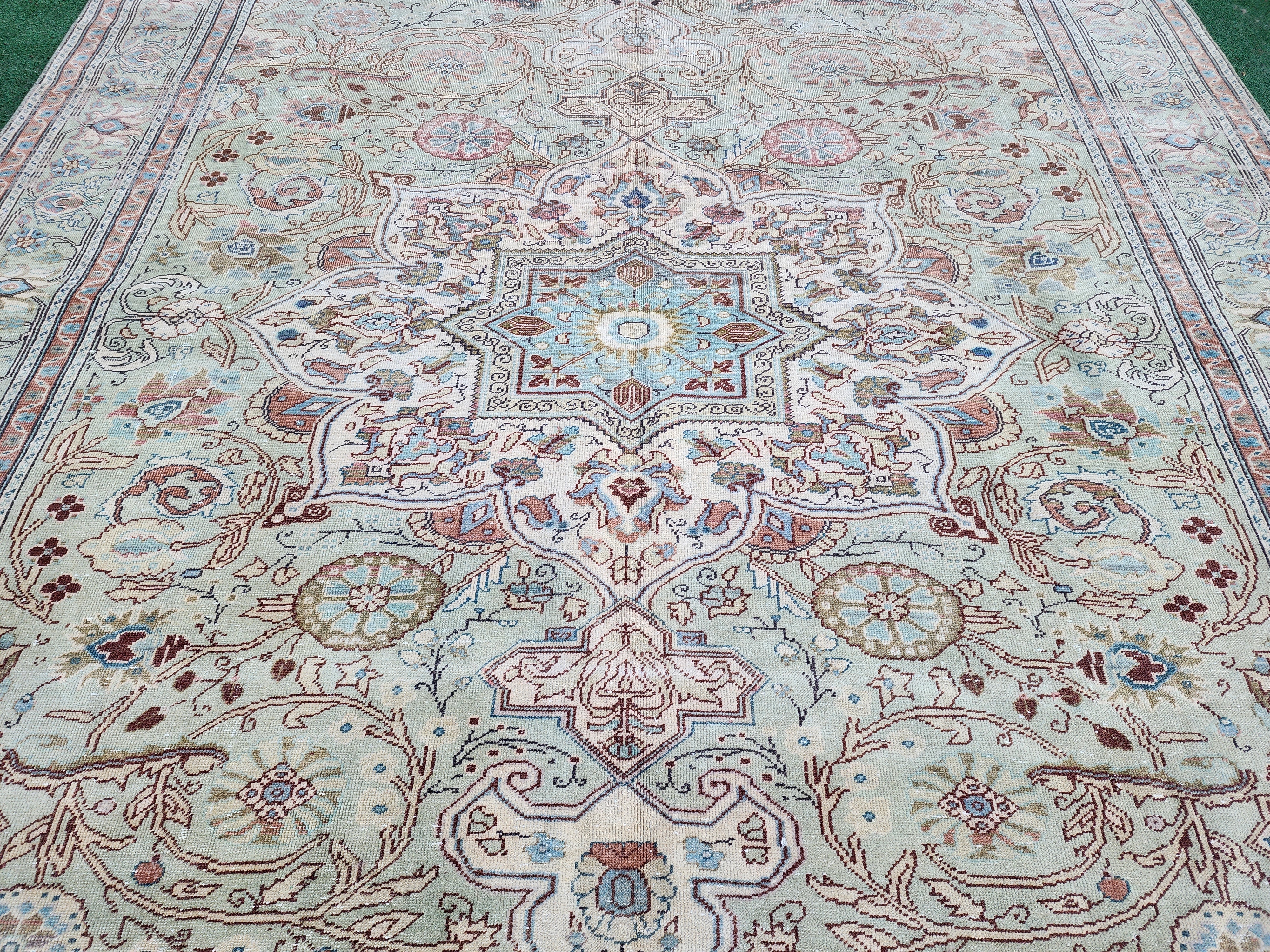 Muted Tones Kayseri Rug, A Delicate Floral Masterpiece, 6'4''x9'7''