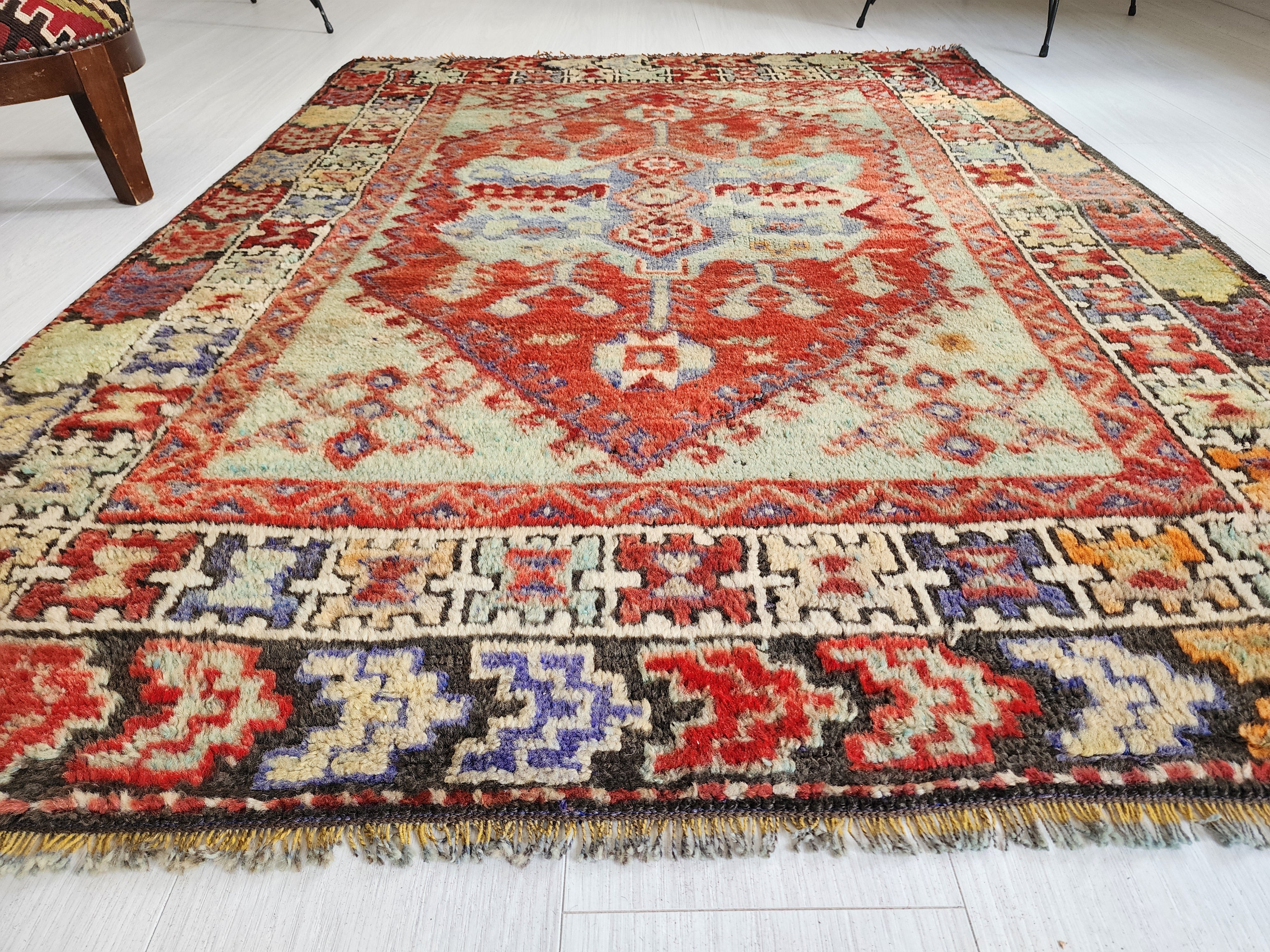Hand-Knotted Anatolian Konya Rug with Rich Reds and Earthy Tones