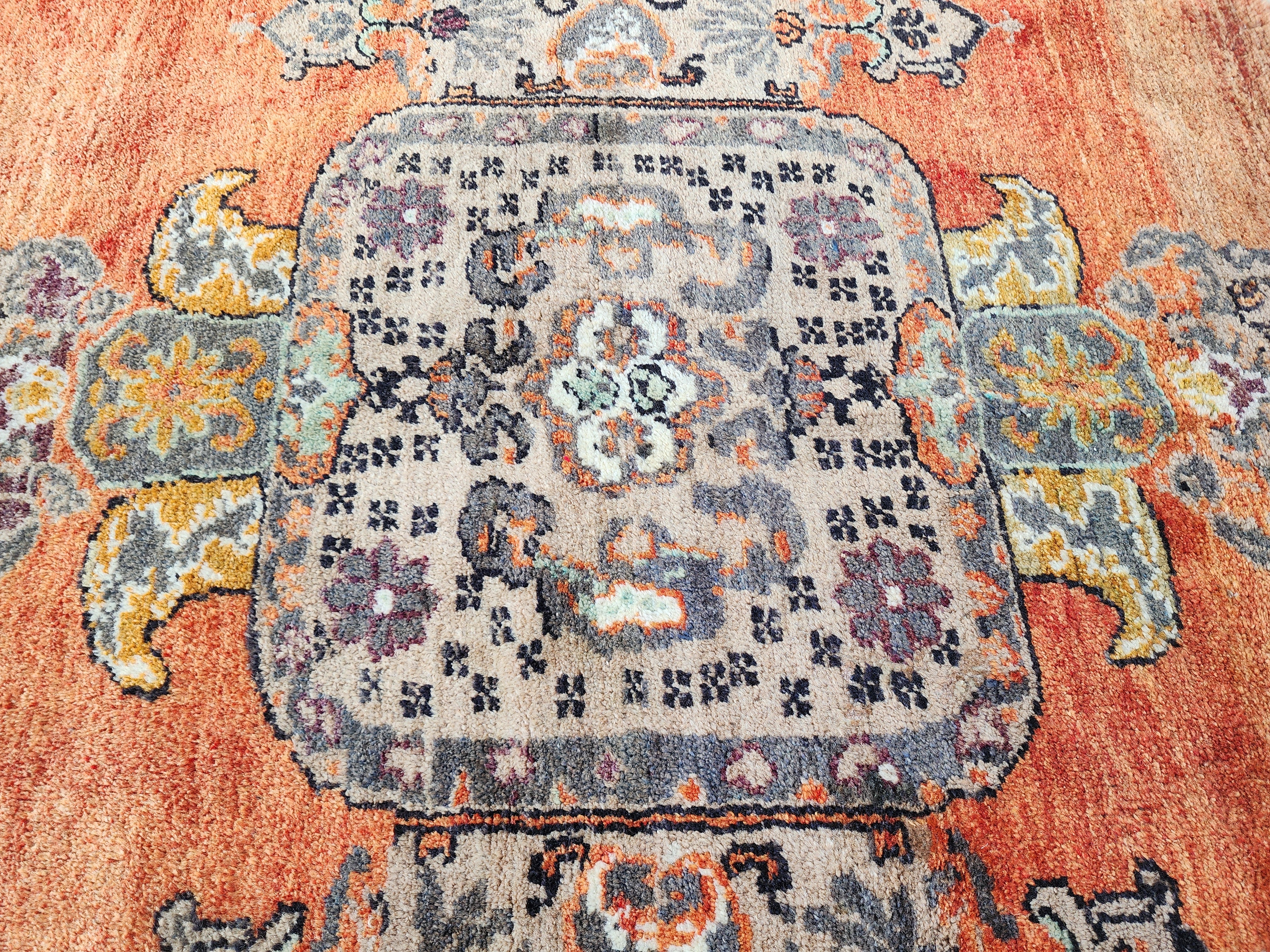 Vintage Anatolian Rug with Warm Orange Tones,  ''9''x4'8''