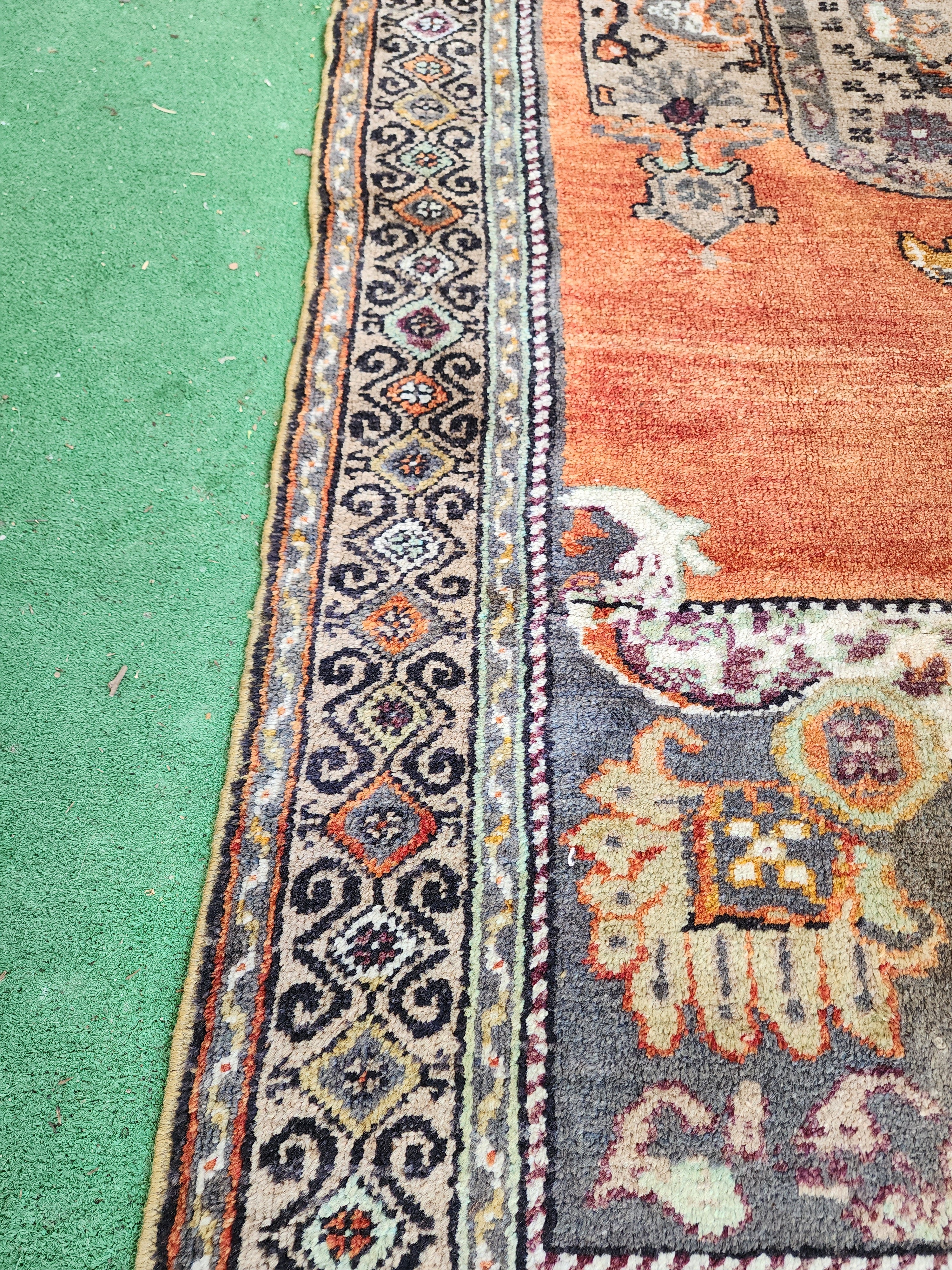 Vintage Anatolian Rug with Warm Orange Tones,  ''9''x4'8''