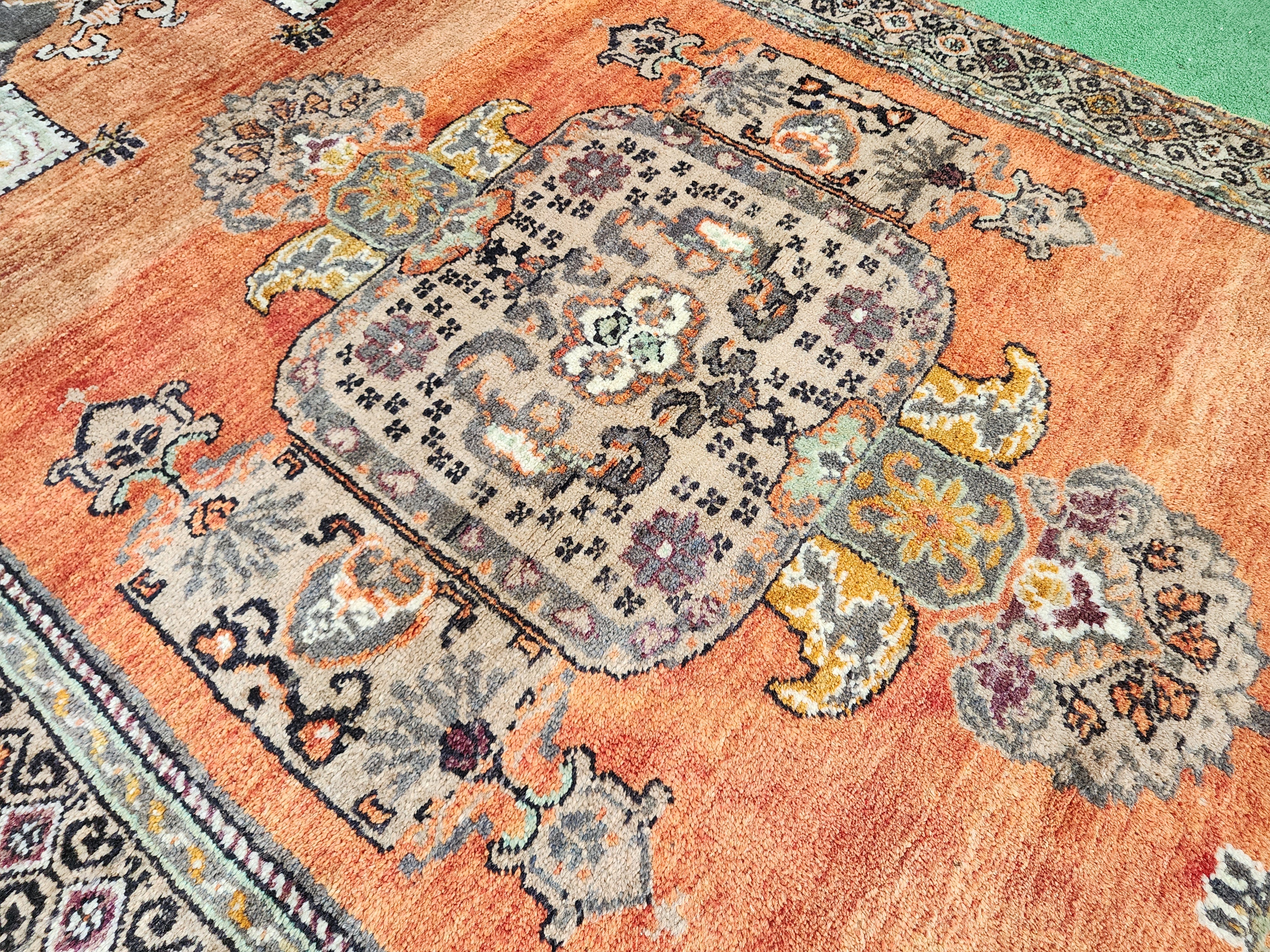 Vintage Anatolian Rug with Warm Orange Tones,  ''9''x4'8''