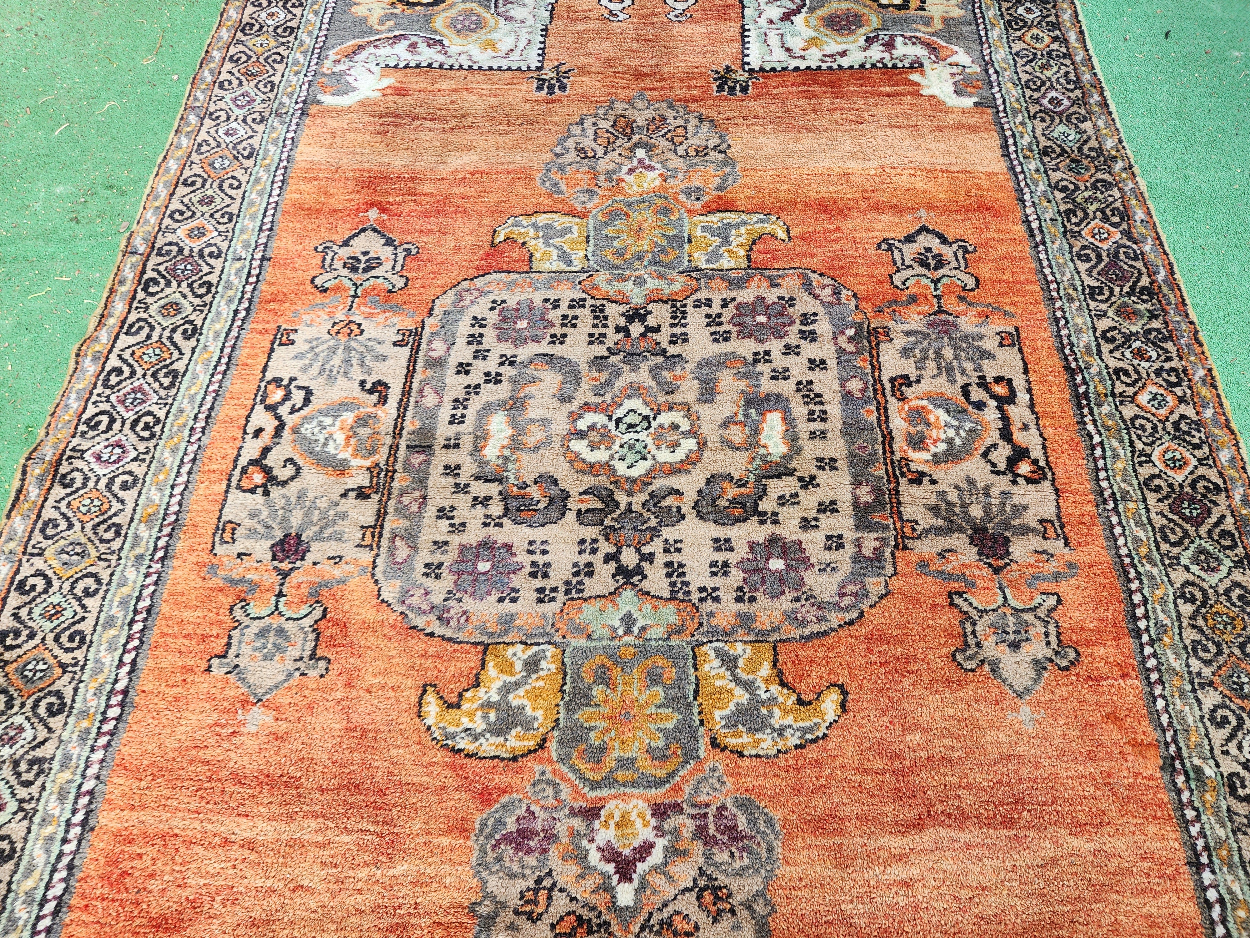 Vintage Anatolian Rug with Warm Orange Tones,  ''9''x4'8''
