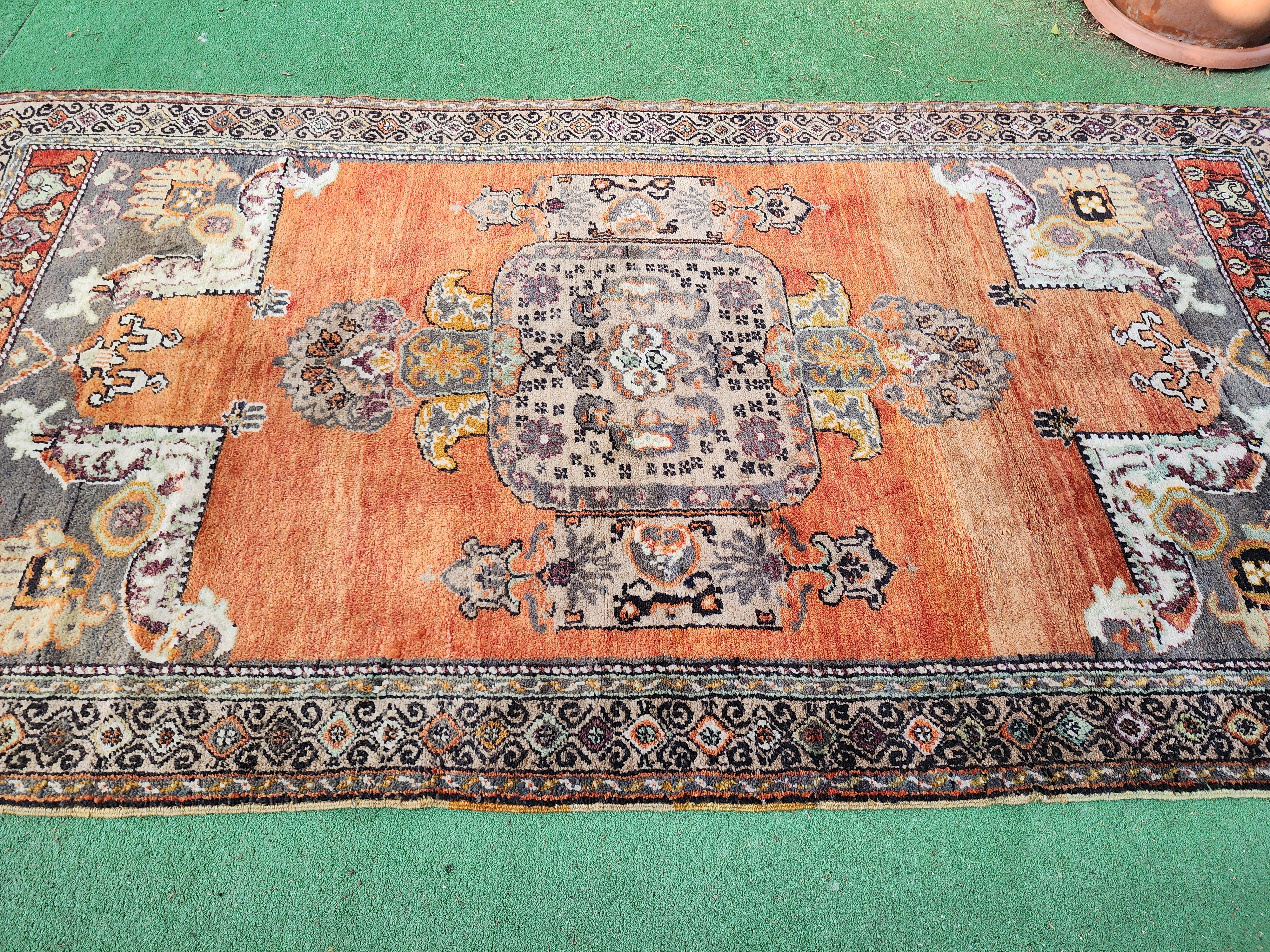 Vintage Anatolian Rug with Warm Orange Tones,  ''9''x4'8''