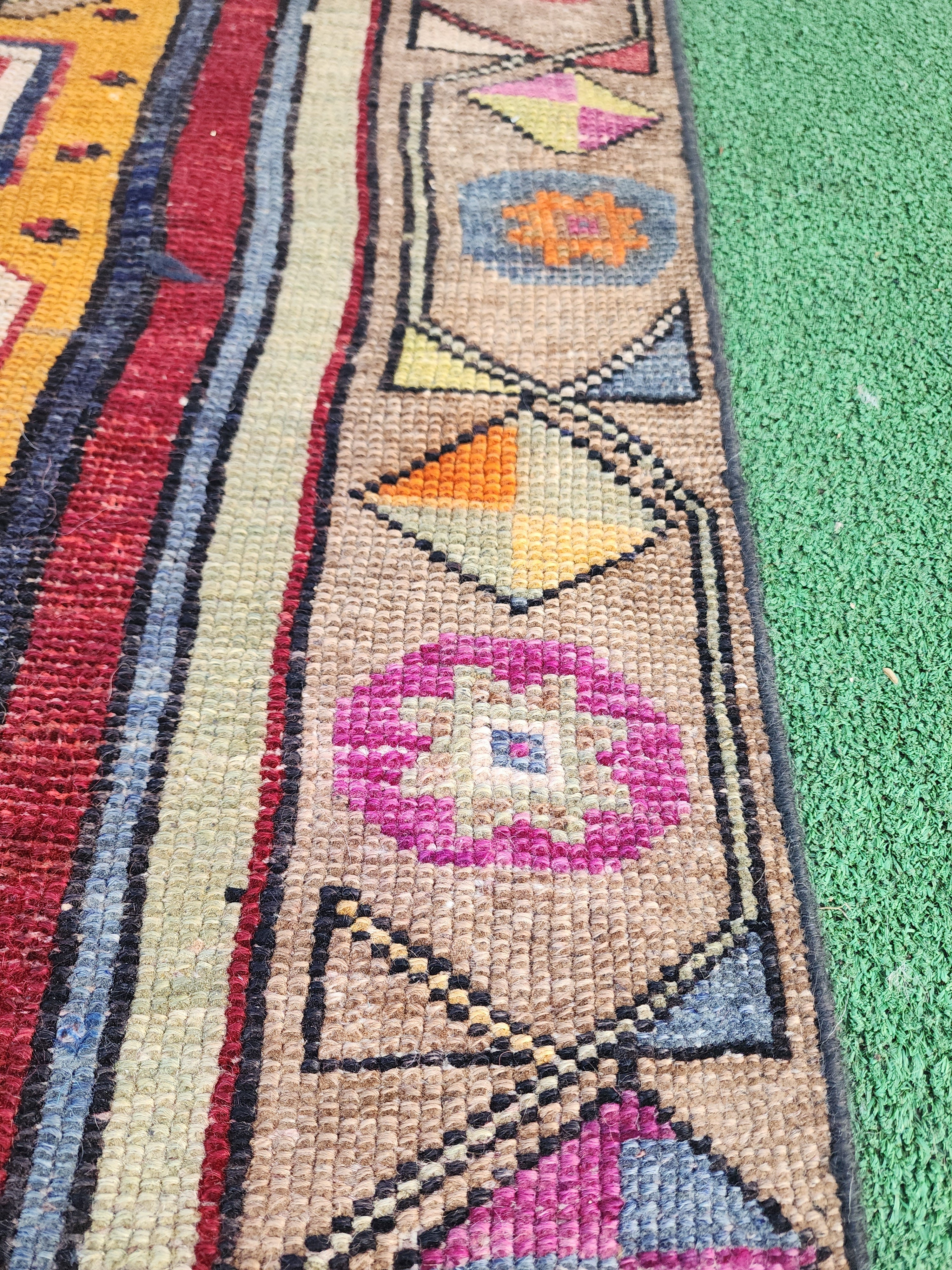 antique Anatolian Wool Area Rug — pile detail