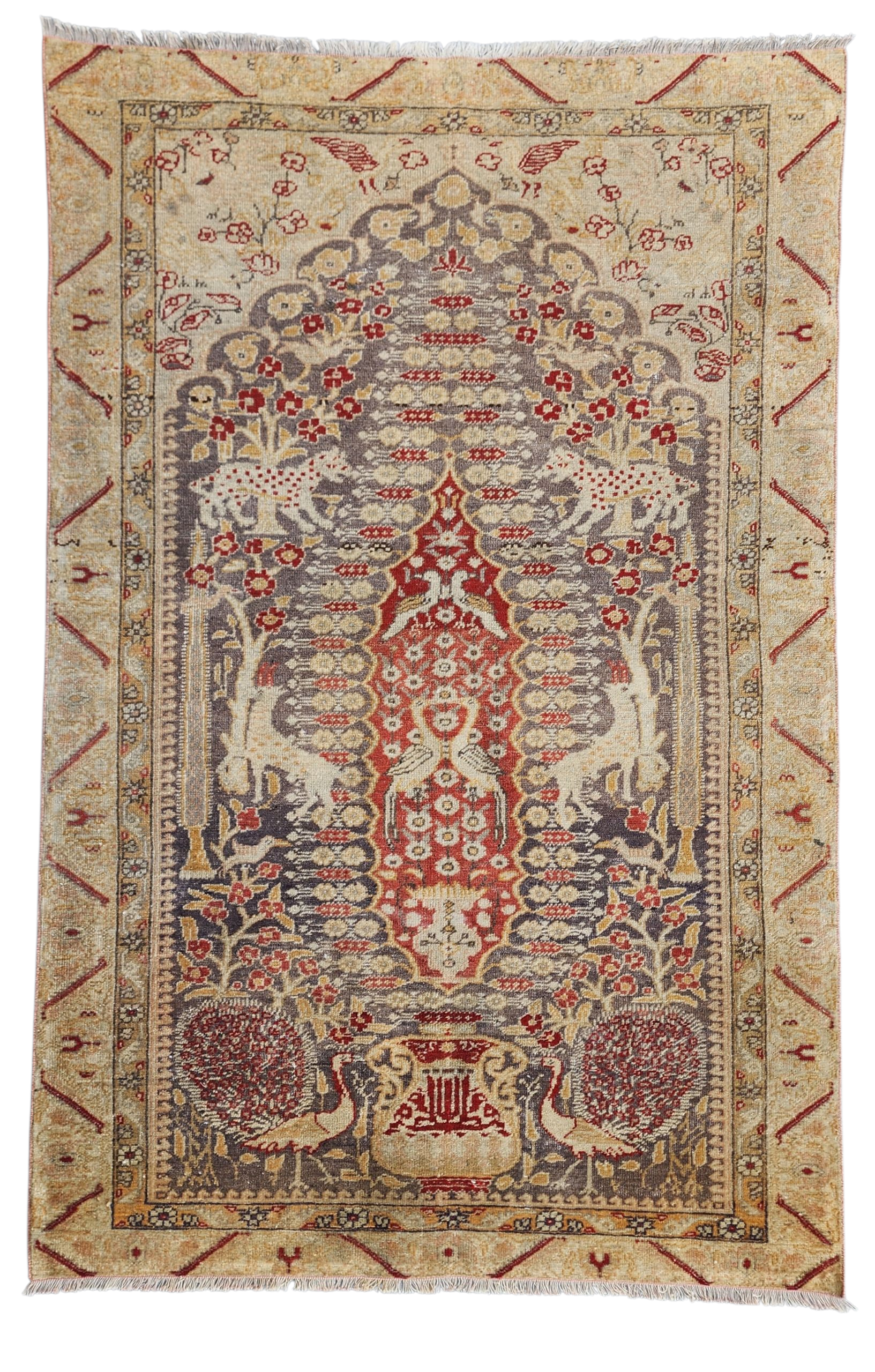 Vintage Kayseri Rug: 6x4 ft, Turkish Wool, Boho Rustic Decor