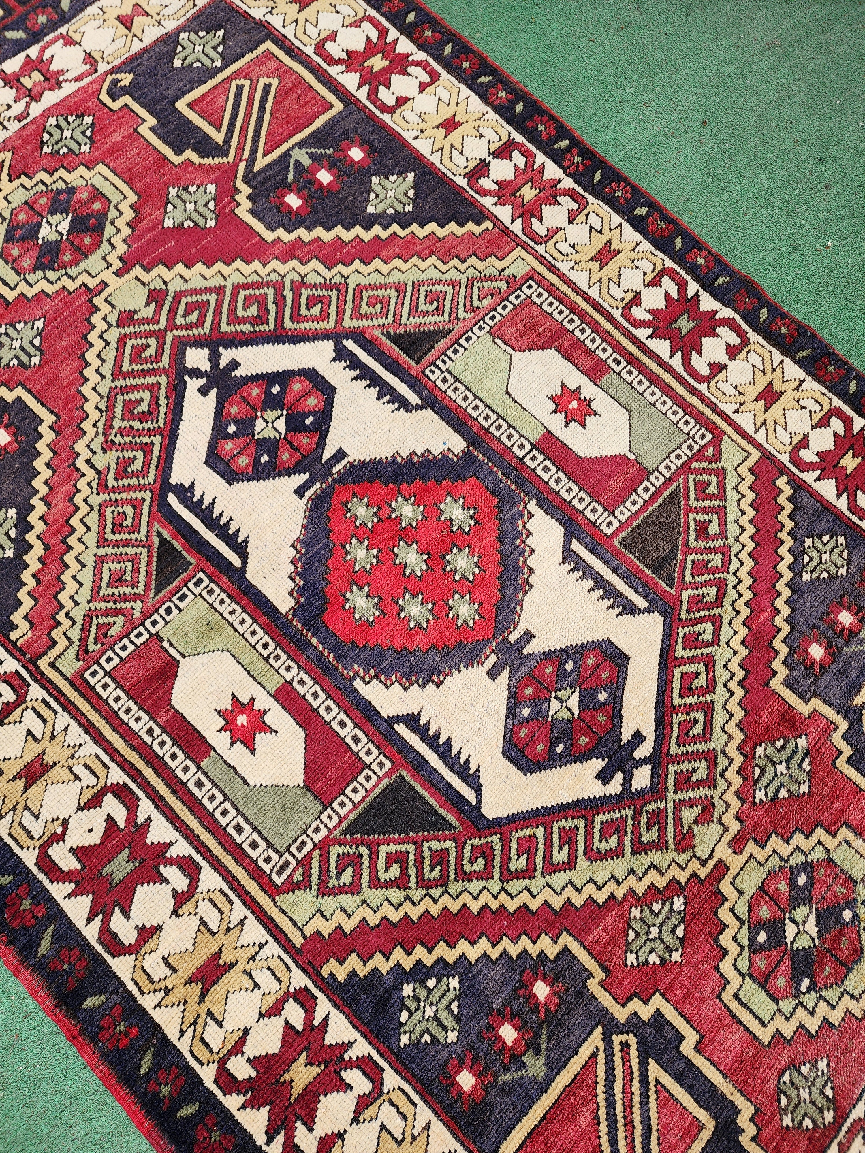 antique Konya Wool Small Rug — pattern close-up