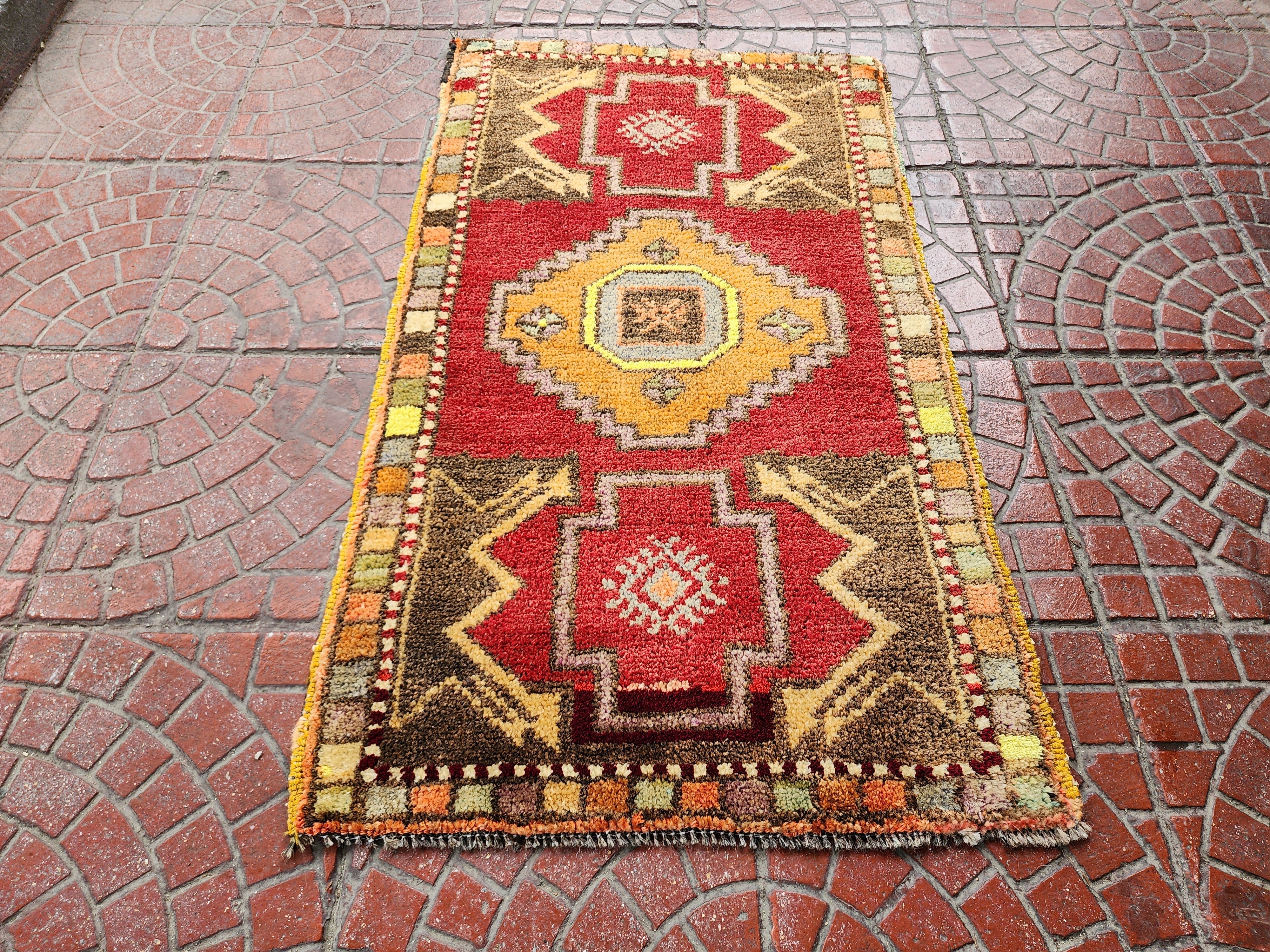 vintage Anatolian Small Rug — detail texture