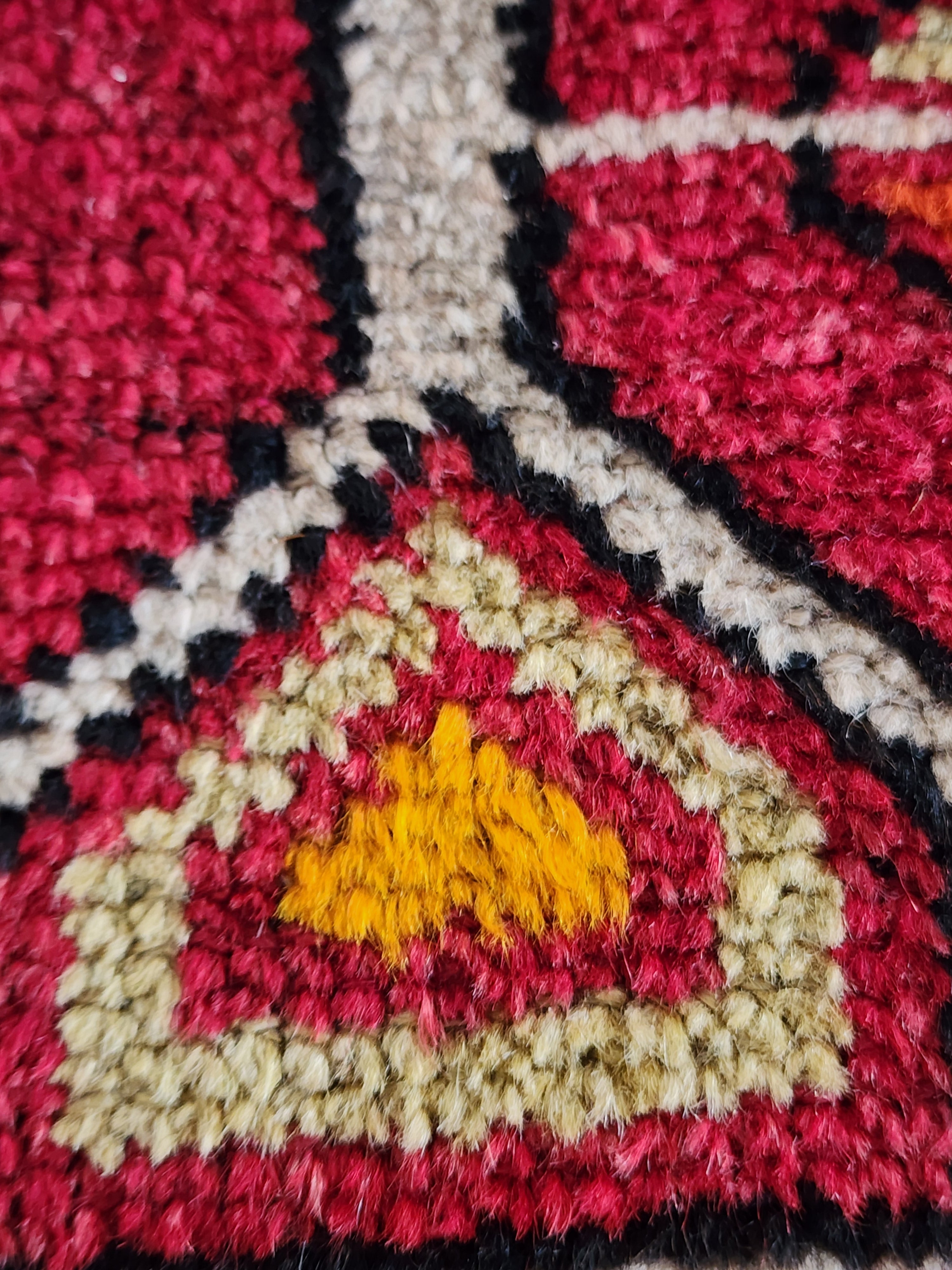 Antique Turkish Rug, 5x3, Red, Green and Orange, Handmade in Konya from Natural Wool