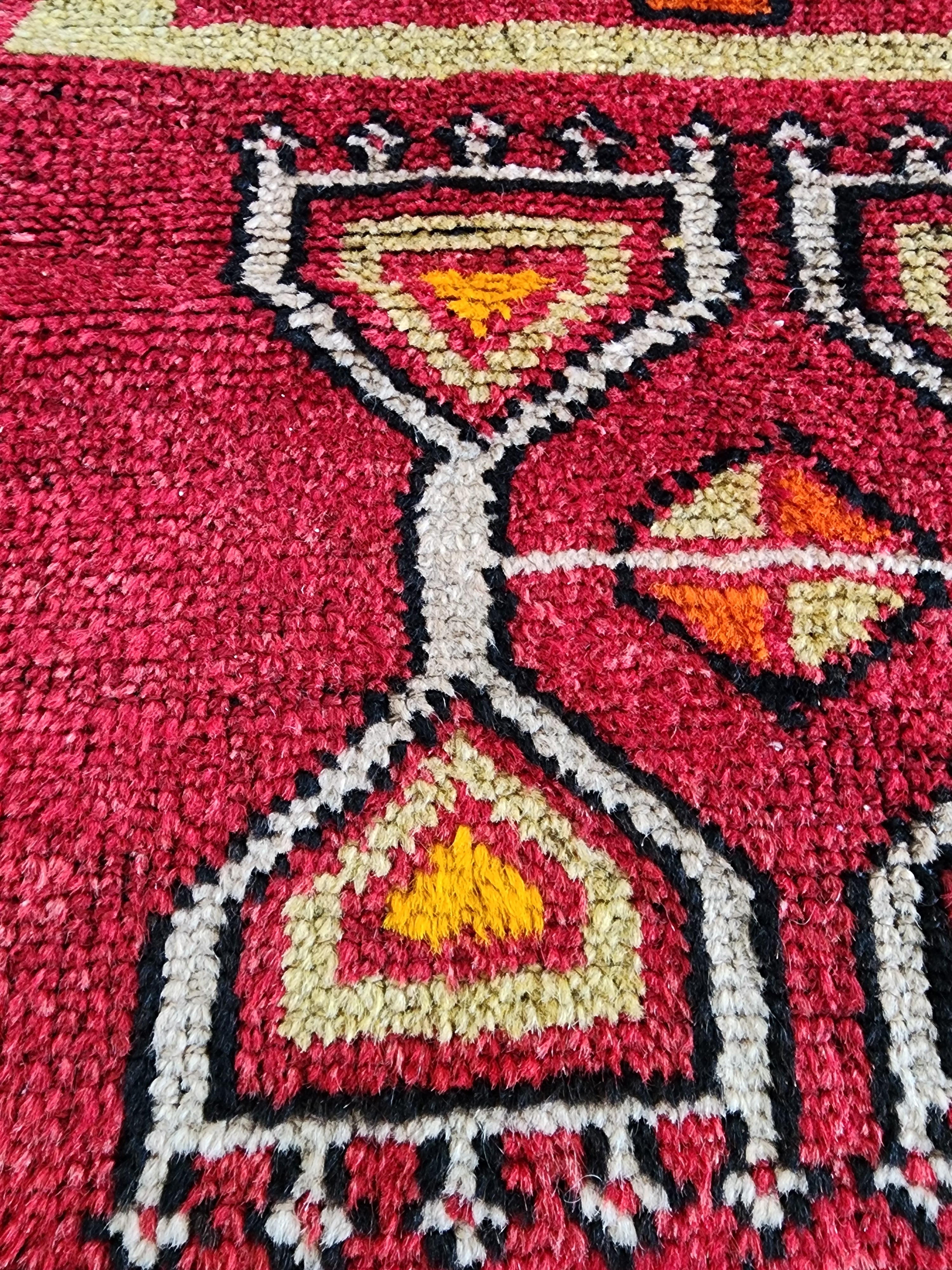 Antique Turkish Rug, 5x3, Red, Green and Orange, Handmade in Konya from Natural Wool