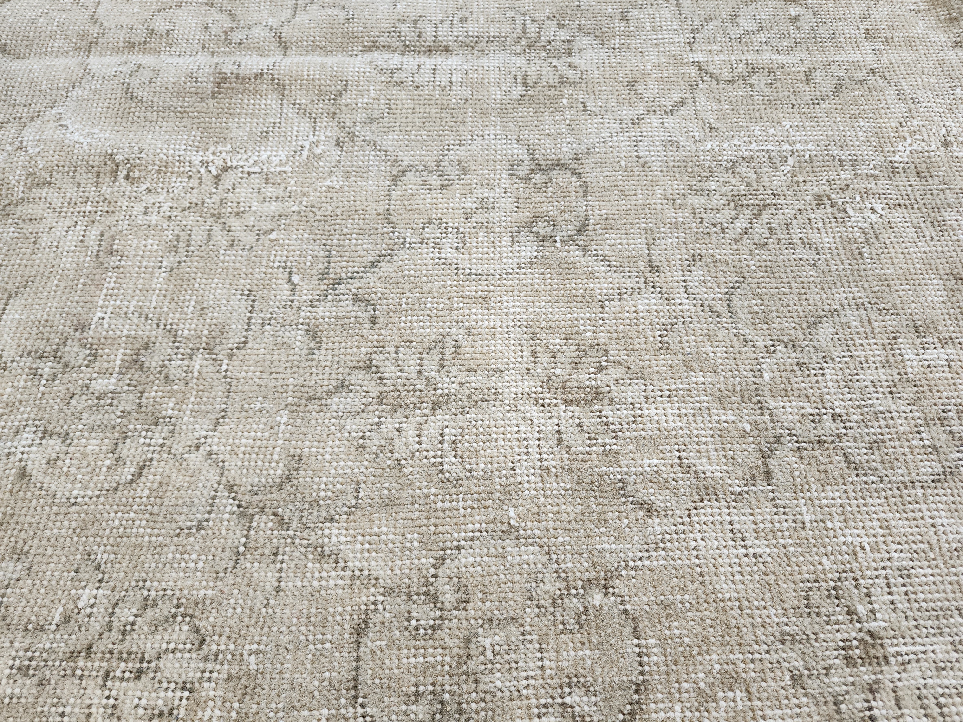 Brown and Cream Vintage Turkish Rug 7 x 4 ft