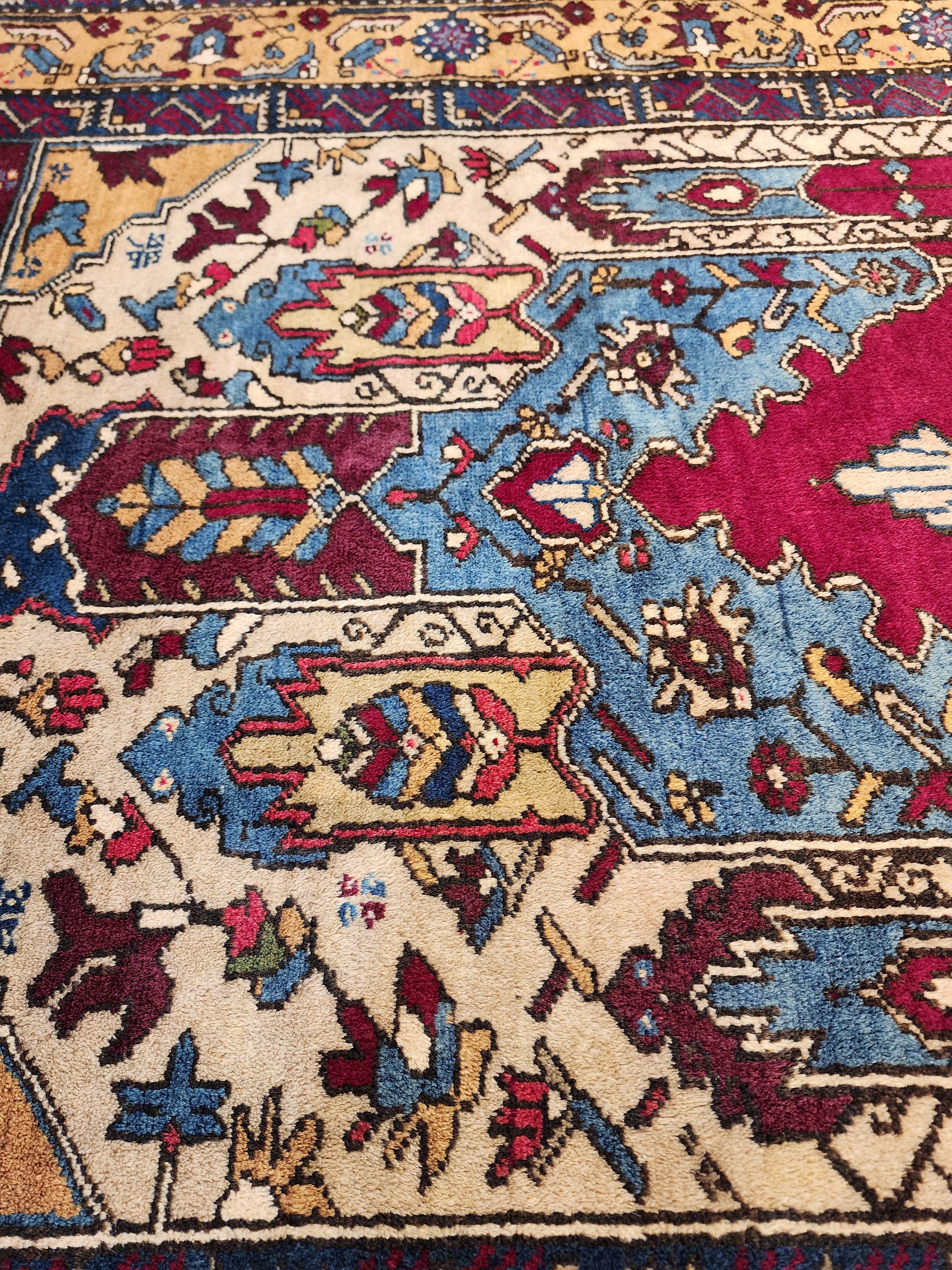 Handwoven Turkish Wool Rug, 8x4, Tribal Geometric Design