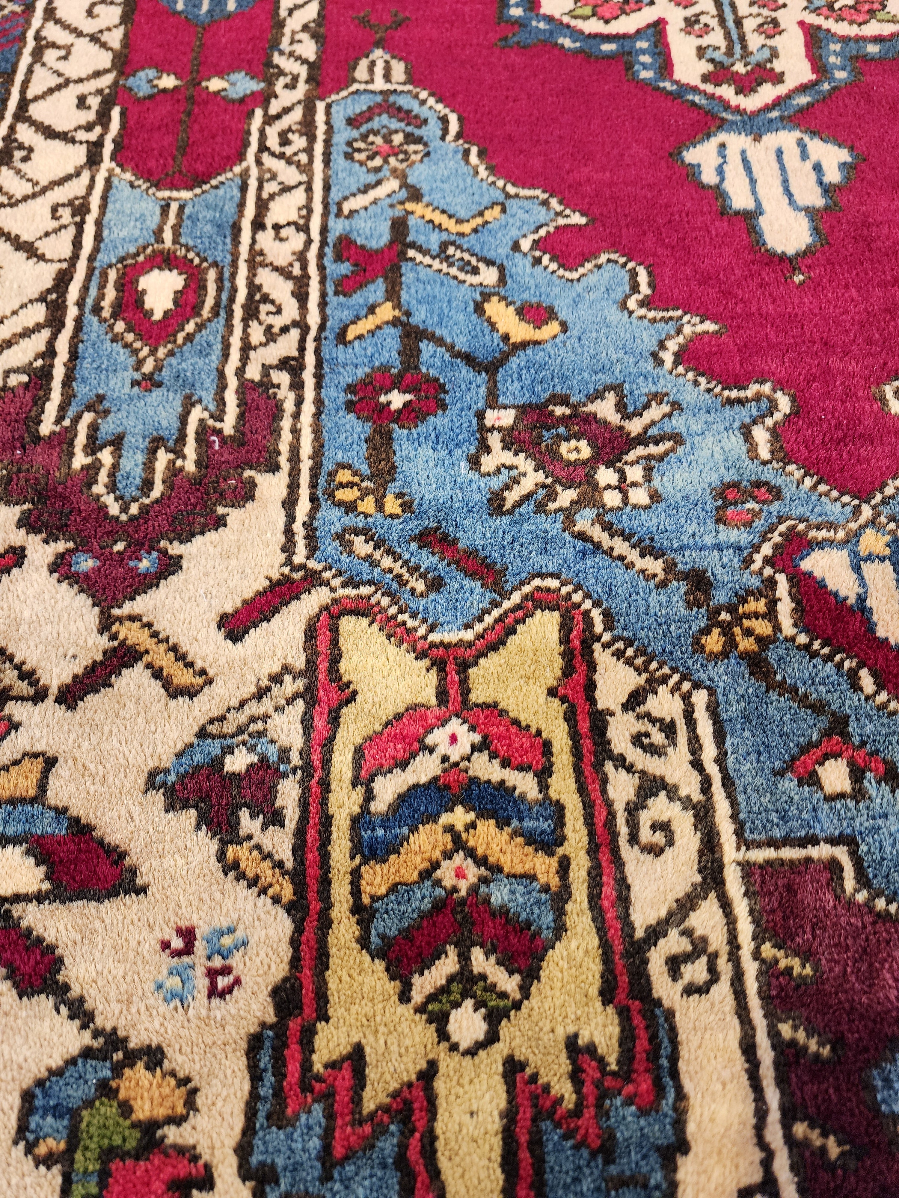 Handwoven Turkish Wool Rug, 8x4, Tribal Geometric Design