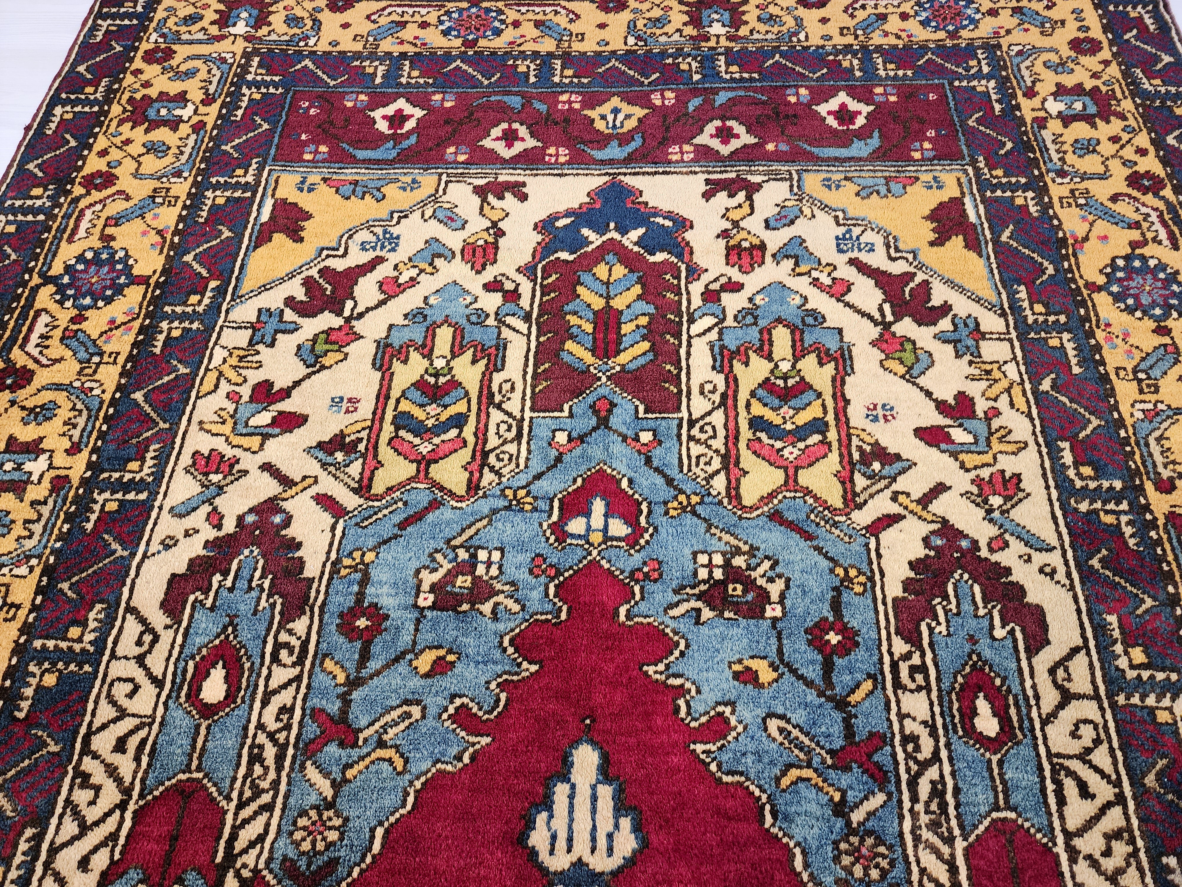 Handwoven Turkish Wool Rug, 8x4, Tribal Geometric Design