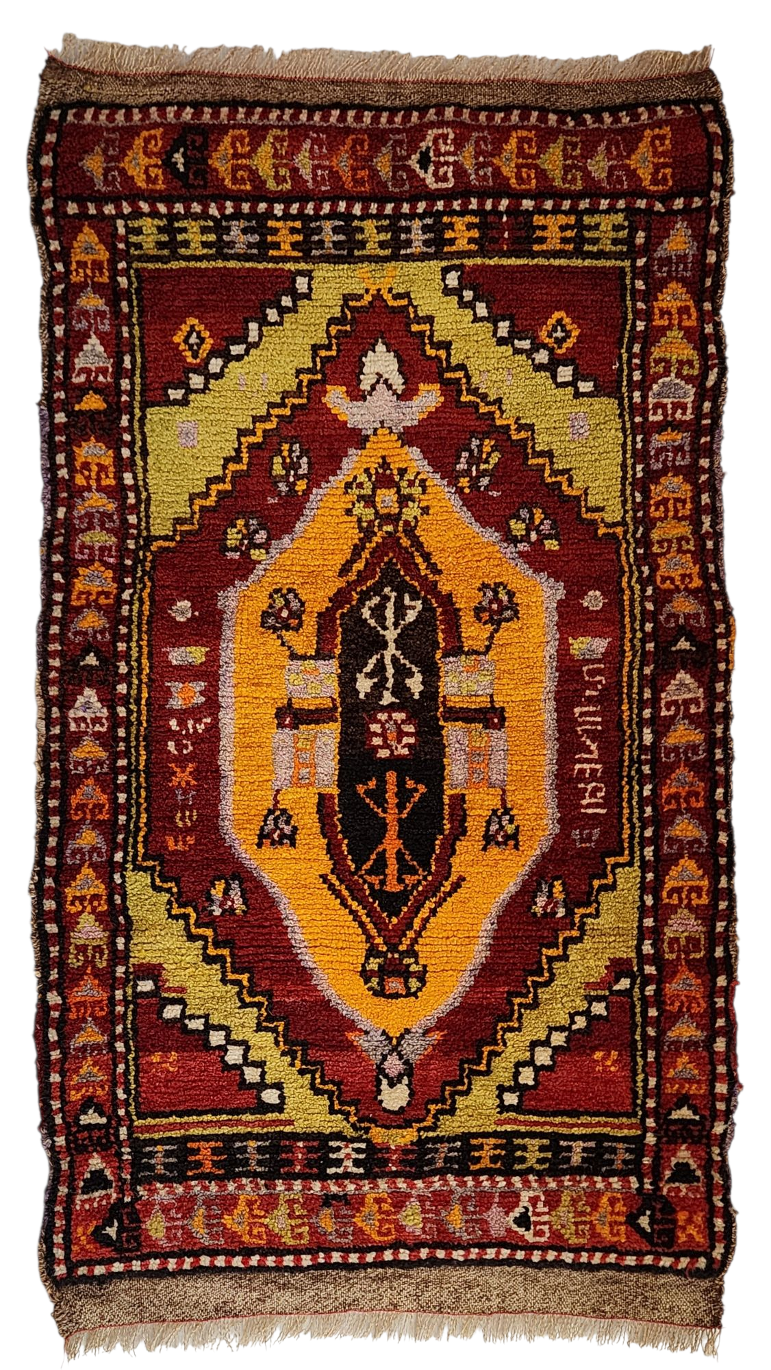 Authentic Cappadocian Rug , Vintage Handwoven Turkish Wool Carpet