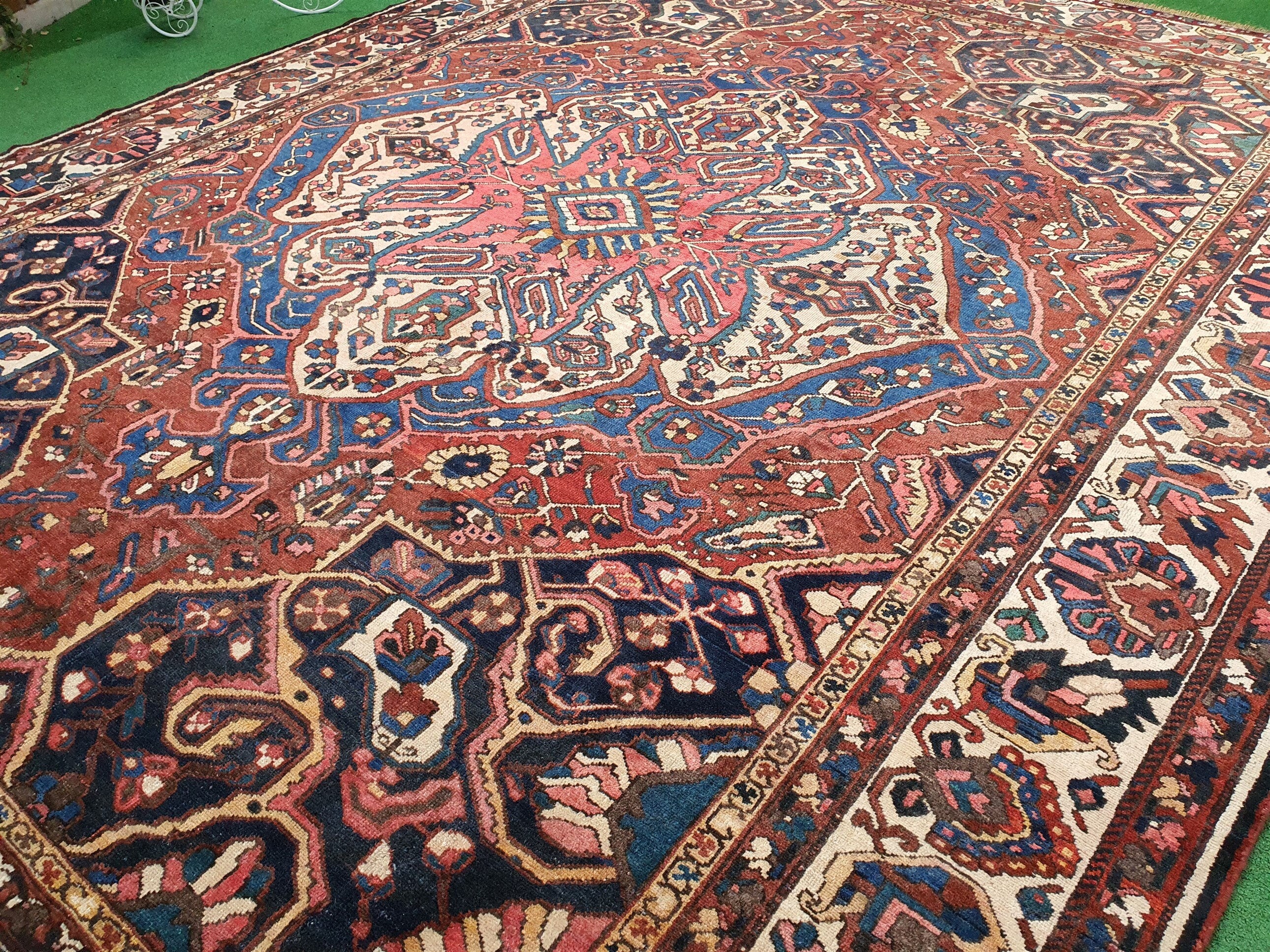 Antique Bakhtiari Persian Area Rug, Oversized Vintage Oriental Rug 13'4'' x 10'9''