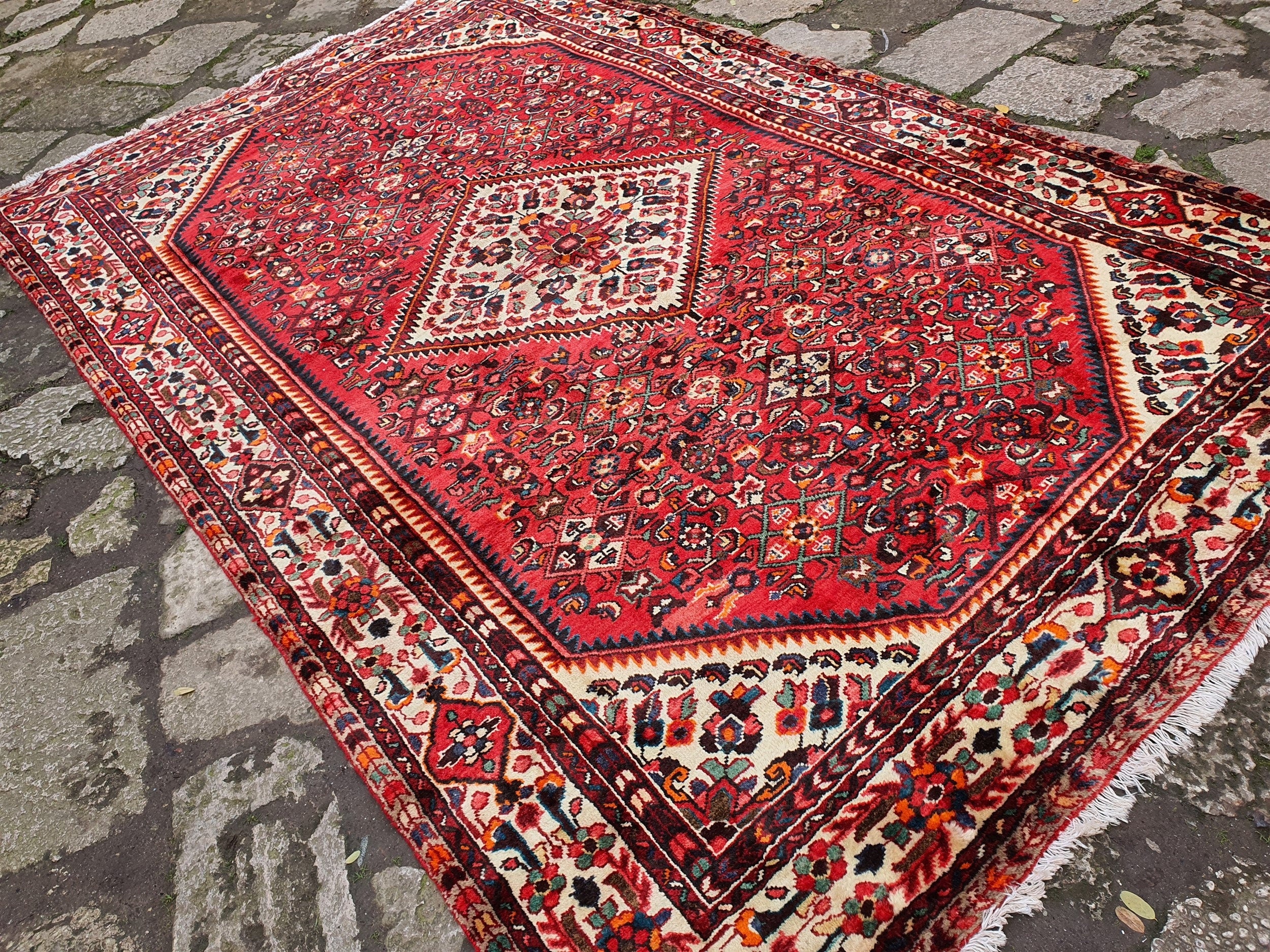 Large Persian Rug 10'8''x6'6'' Red and Blue