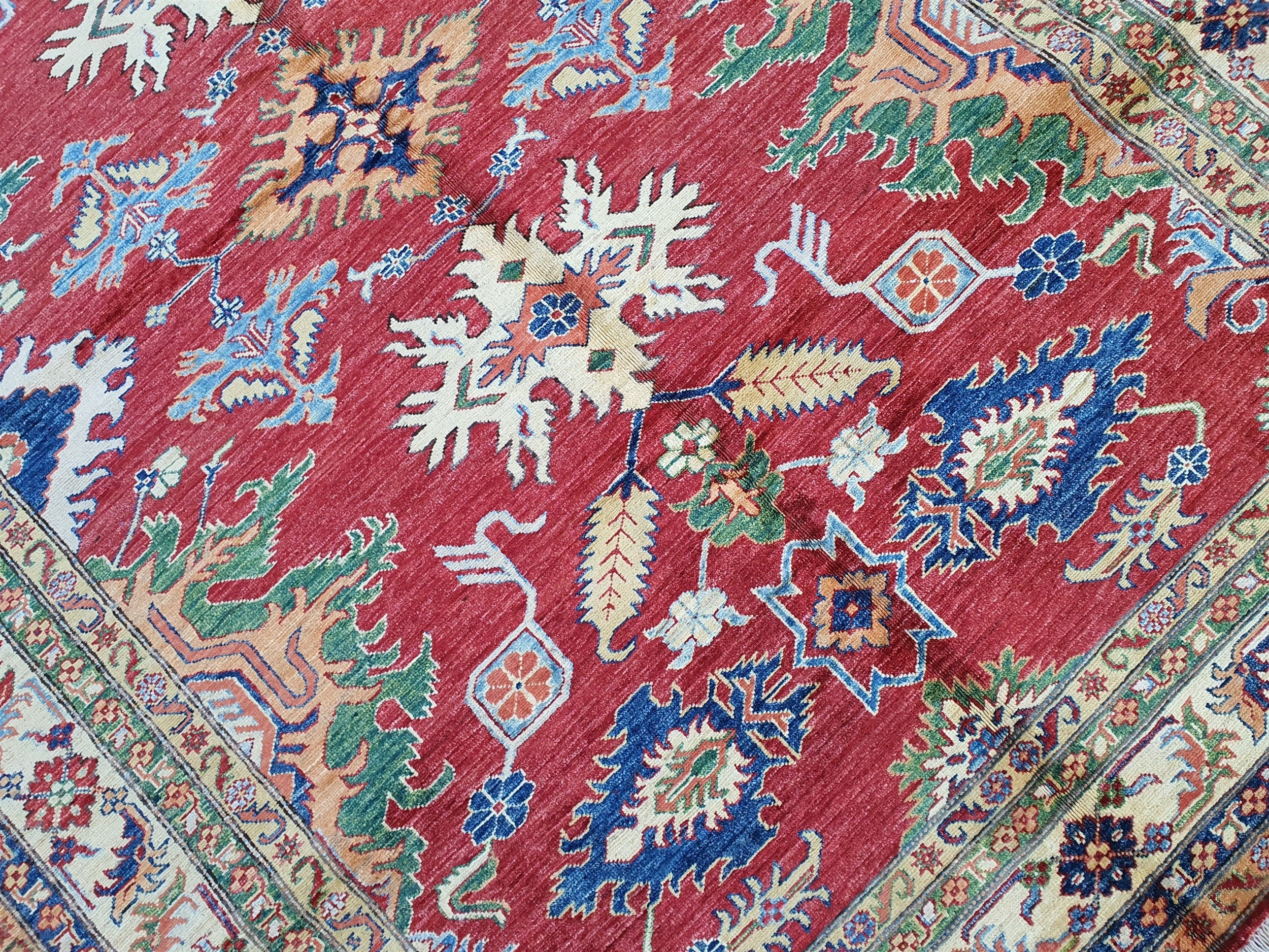 Caucasian Kazak Rug 8 x 6 ft Vintage Tribal Azerbaijan Geometric Medallion Rug