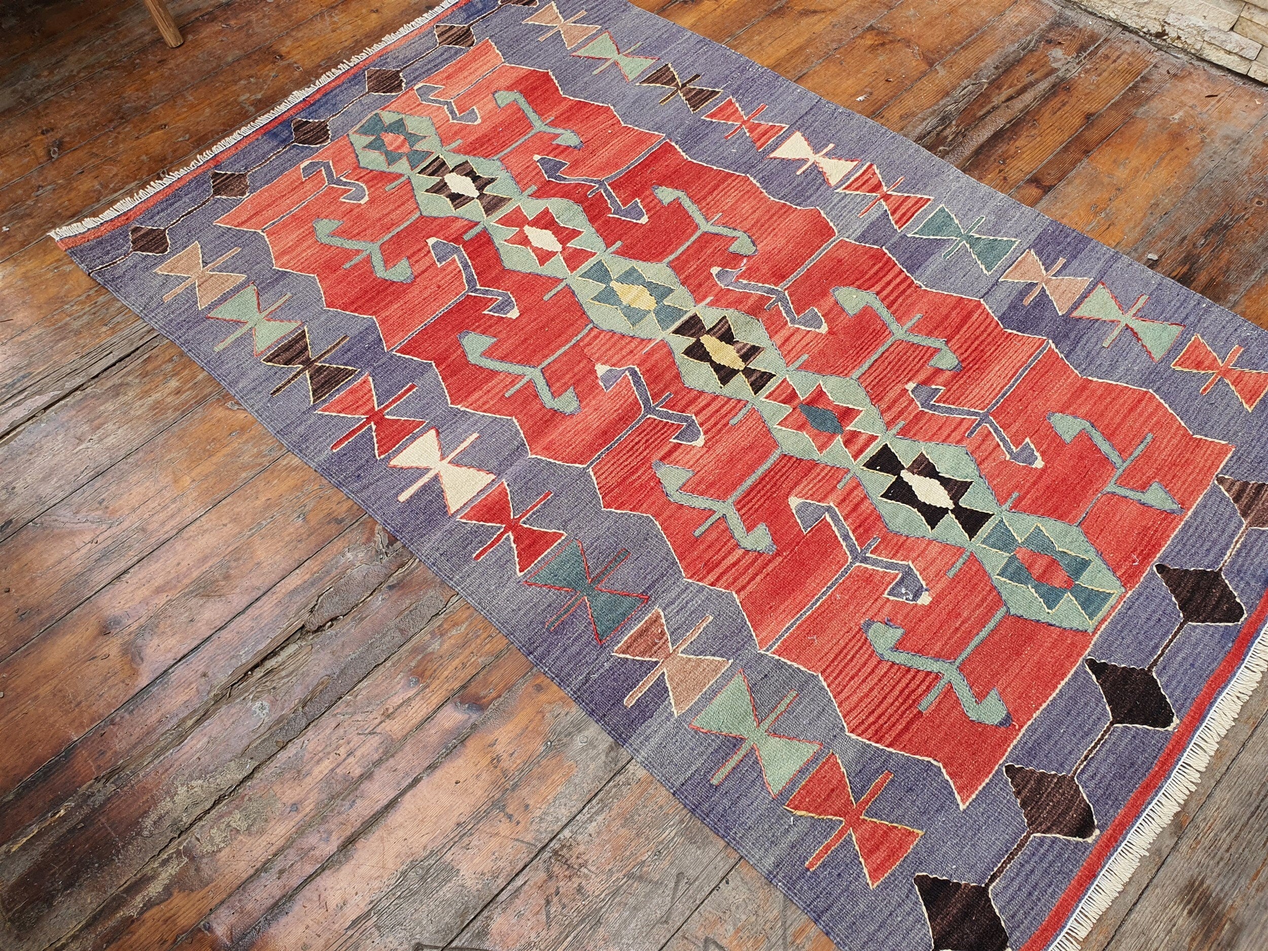 Turkish Kilim Rug, Floral deals Kilim Rug, Kitchen Kilim Rug, Bohemian Kilim , Turkey Rug, Livingroom Rug, Handmade Area Rug, 4.6 x 7.5 ft TR3237