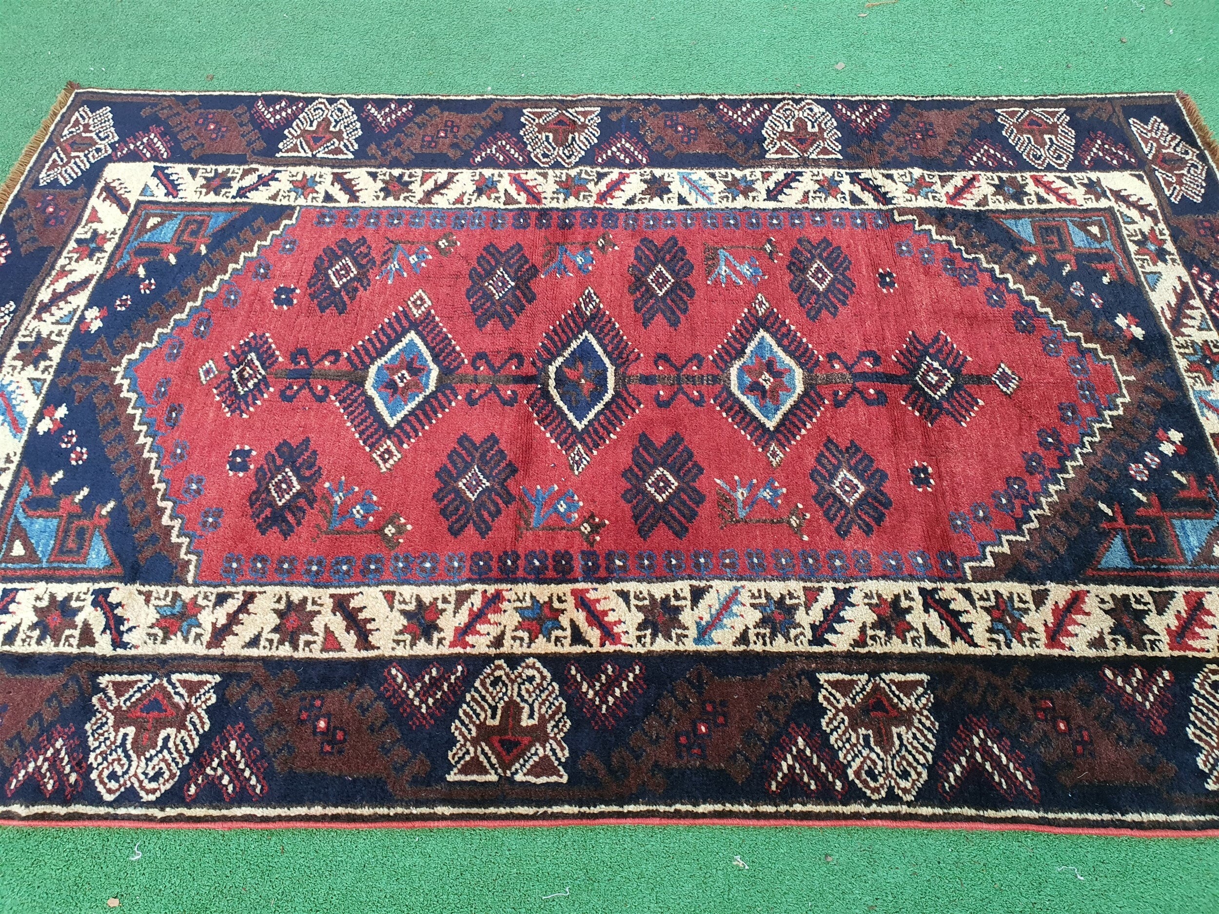 Tapis turc rouge vintage Antalya 5'9''x3'6''