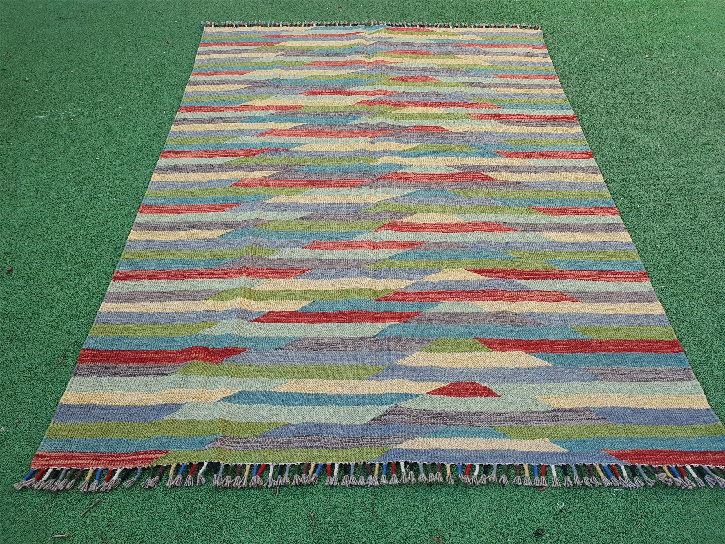 Oushak Kilim Vintage Rug 6 x 4 ft Turkish Carpet Moroccan Rug, Rustic Decor Bohemian Rug, Persian Carpet Handmade Rug, Recycled Floor Rug