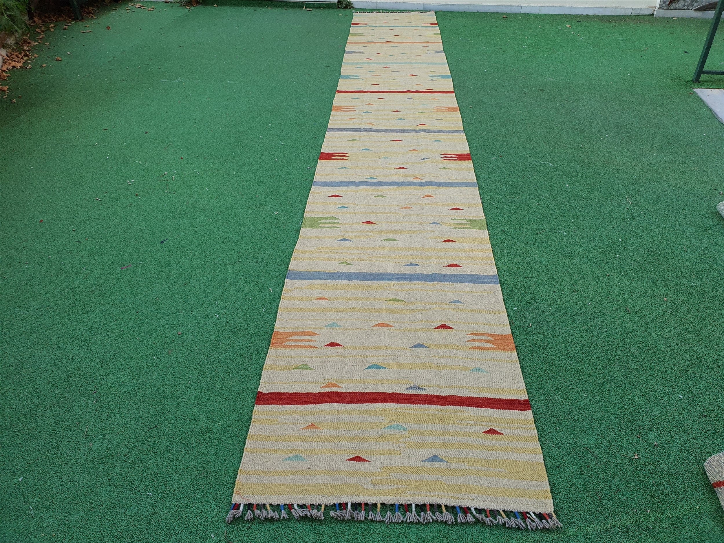 Kilim Runner Rug, Handmade Organic Wool Runner Rug, 16'14"x2'5" feet