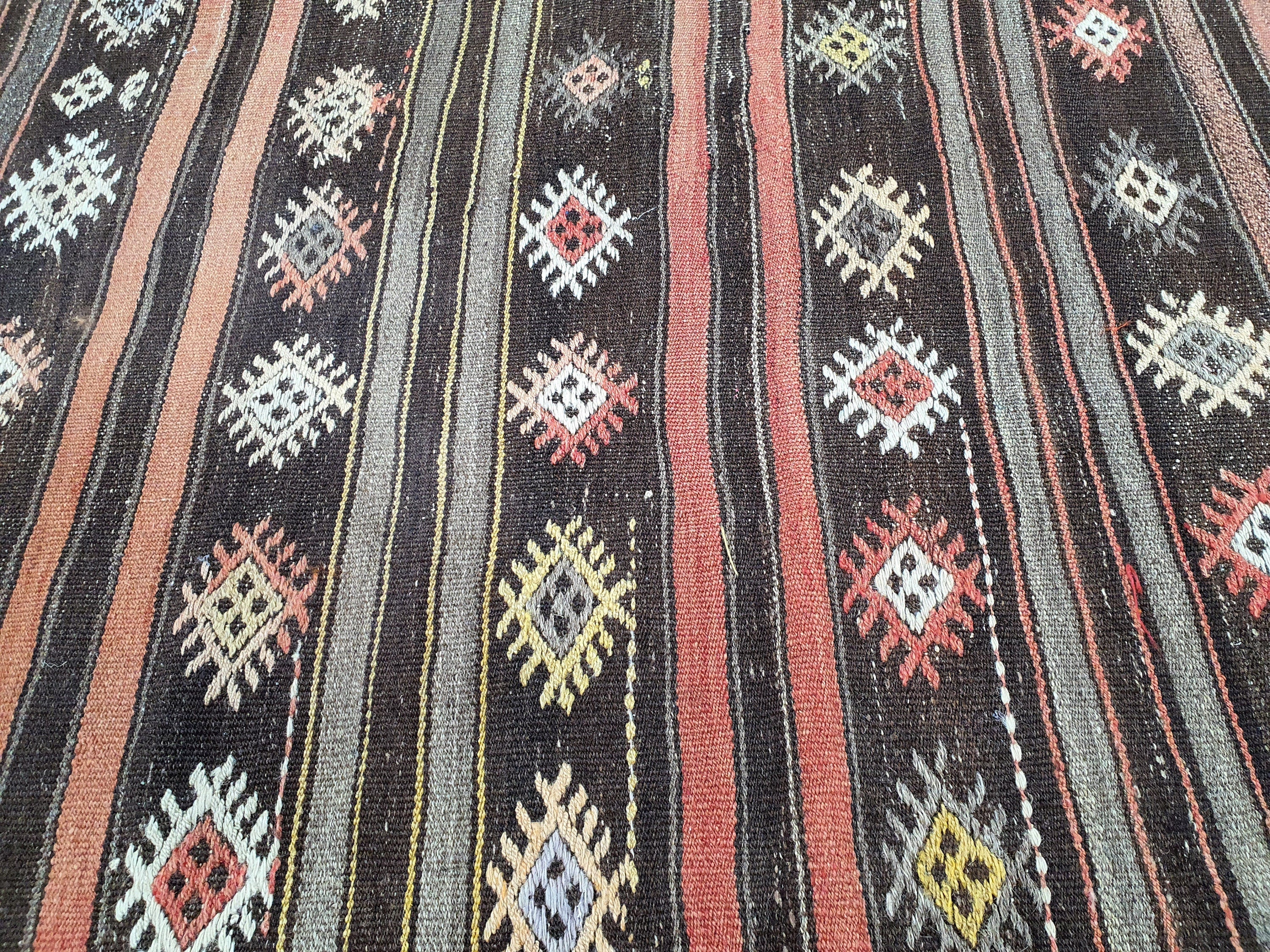 Turkish Kilim Rug 10 x 6 ft, Vintage Cicim Rug