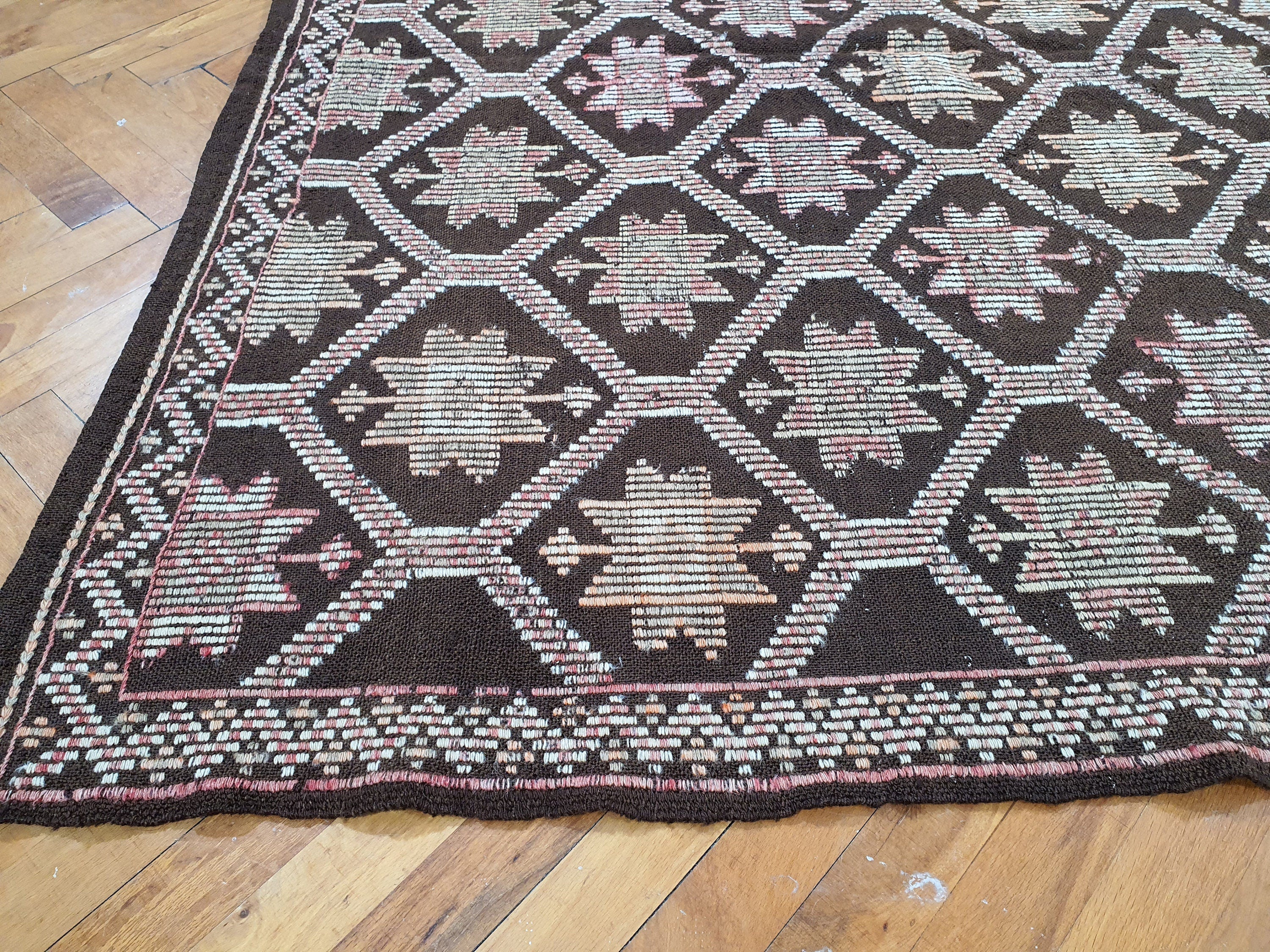 Balikesir Turkish Cicim Kilim Rug 9 x 4 ft