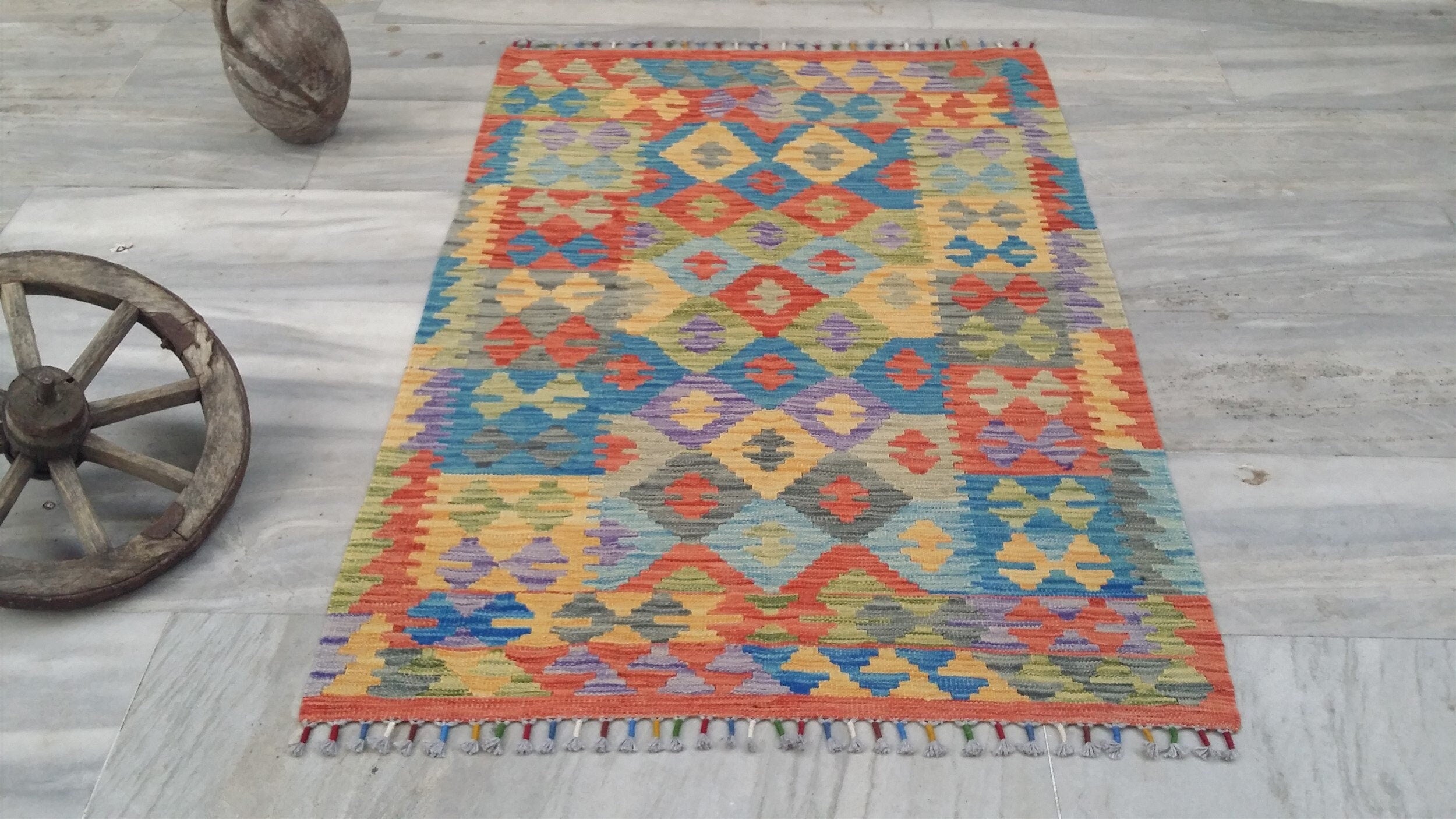 Turkish Kilim Rug,4 ft 9 in x 3 ft 3 in, Contemporary Flatweave Rug