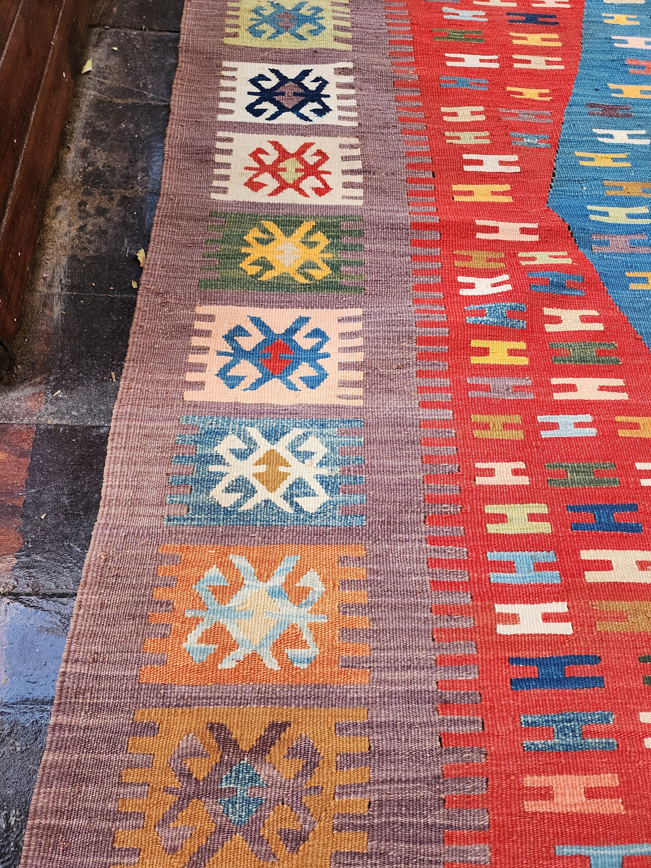 Vintage Decor Persian Area Kilim Living Room, Moroccan Style Handwoven Wool Rug, Bohemian Decor Rustic Rug, Colorful Turkish Rug 6'5'x4'9'ft