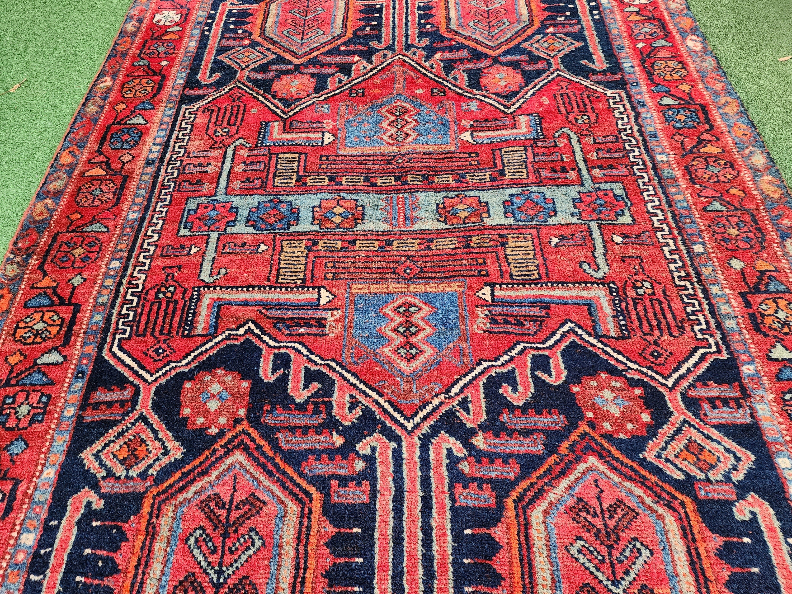 Persian Area Rug for the Living Room, Vintage Tribal Nomadic Rustic Decor, Handmade Organic Wool Bohemian Moroccan Style Rug ''7''x4’3” feet