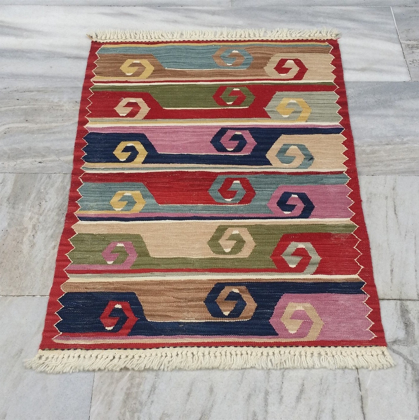 Oushak Turkish Kilim Rug, 2 ft 8 in x 1 ft 9 in, Small Vintage Kilim Doormat Rug