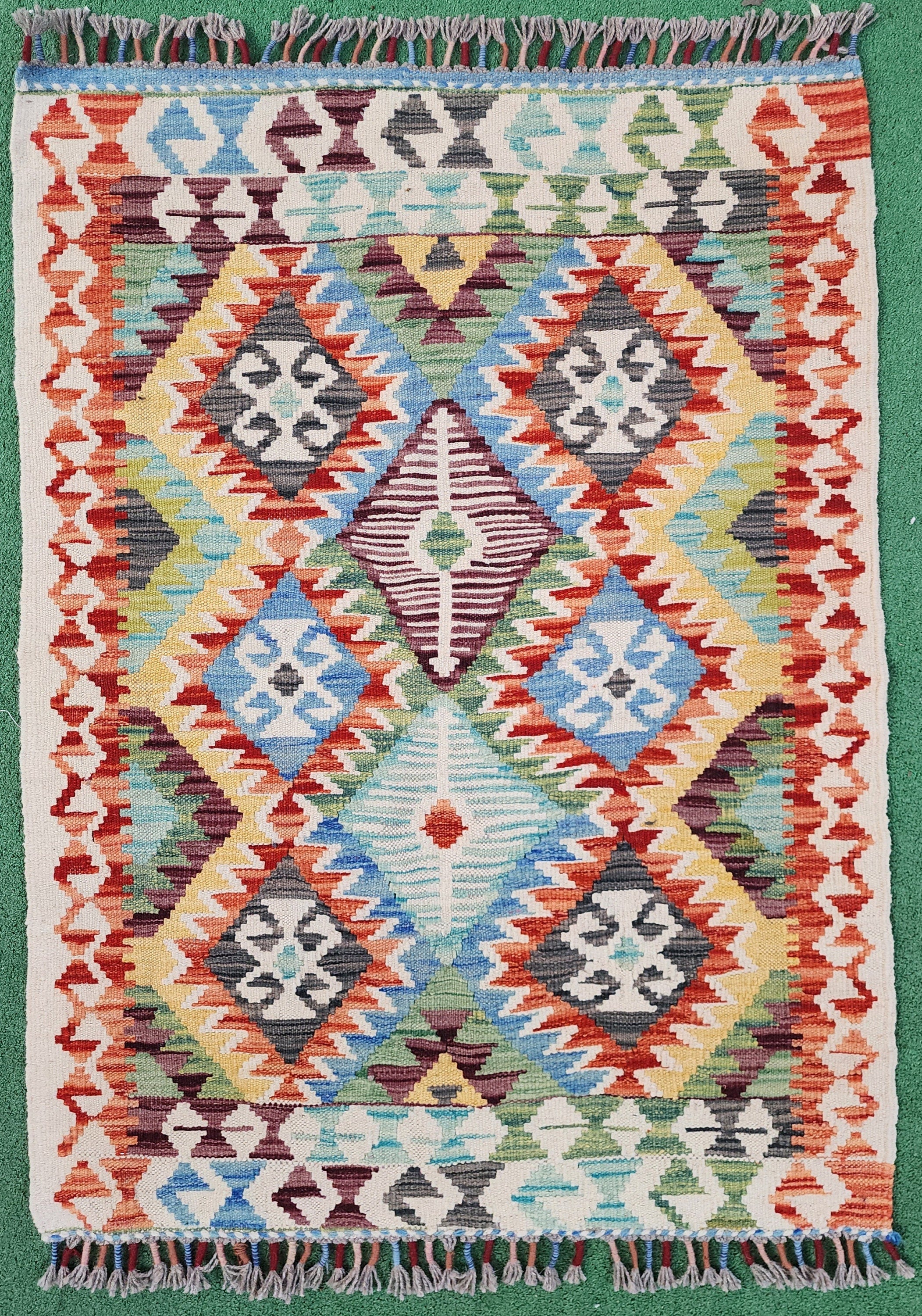 Afghan Kilim Rug, 4 ft x 2 ft 7 in Small Turkish Contemporary Rug